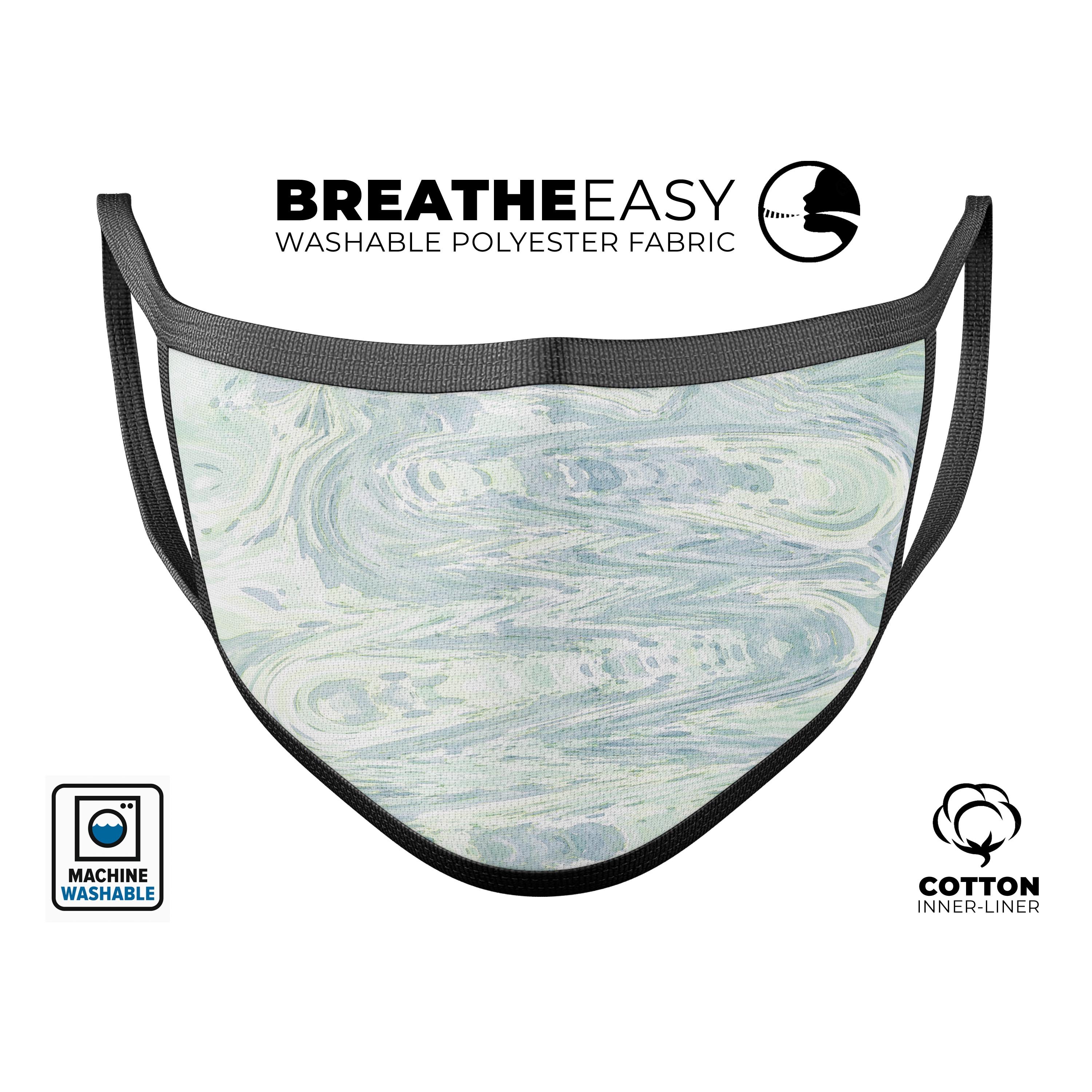 Slate Marble Surface V31 mouth cover, a stylish and comfortable unisex anti-dust mask made in the USA, featuring adjustable ear-loops.