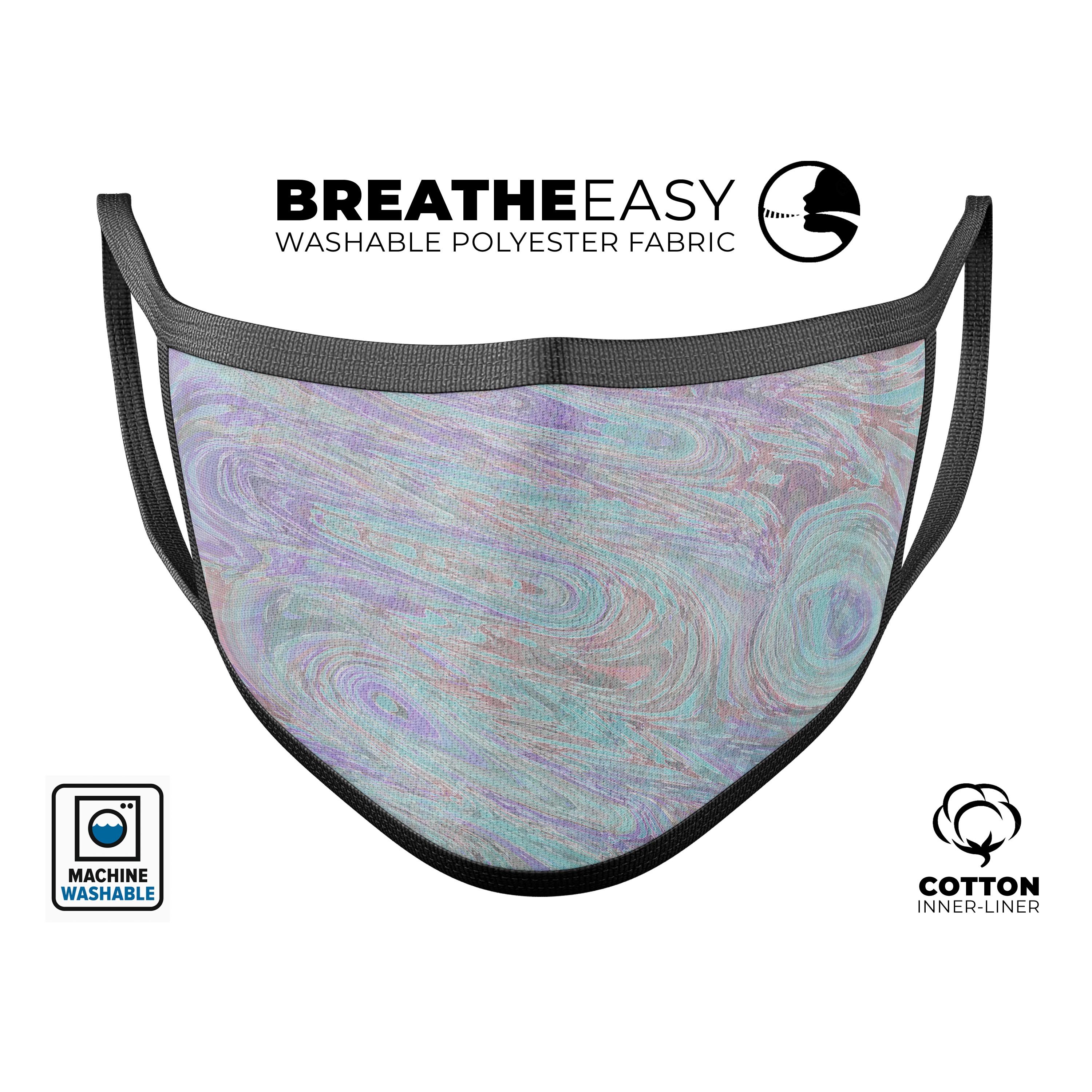 Slate Marble Surface V35 mouth cover, unisex anti-dust mask made in the USA, featuring vibrant dye-sublimated design and adjustable ear loops.