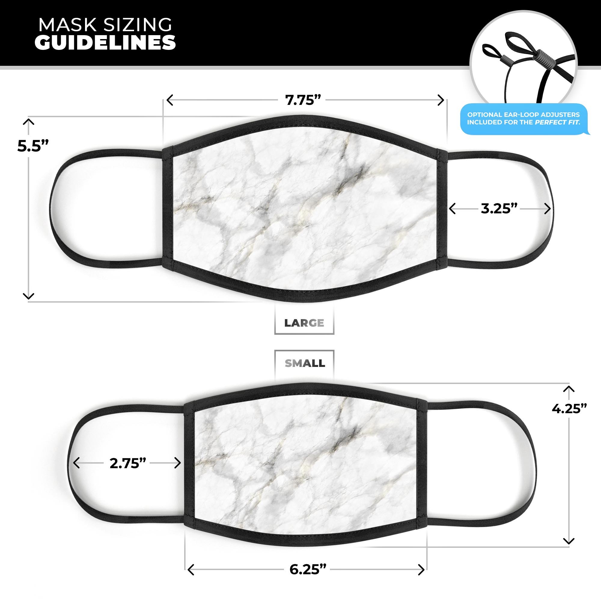 Slate Marble Surface V5 mouth cover, unisex anti-dust mask with adjustable ear loops, made in the USA.