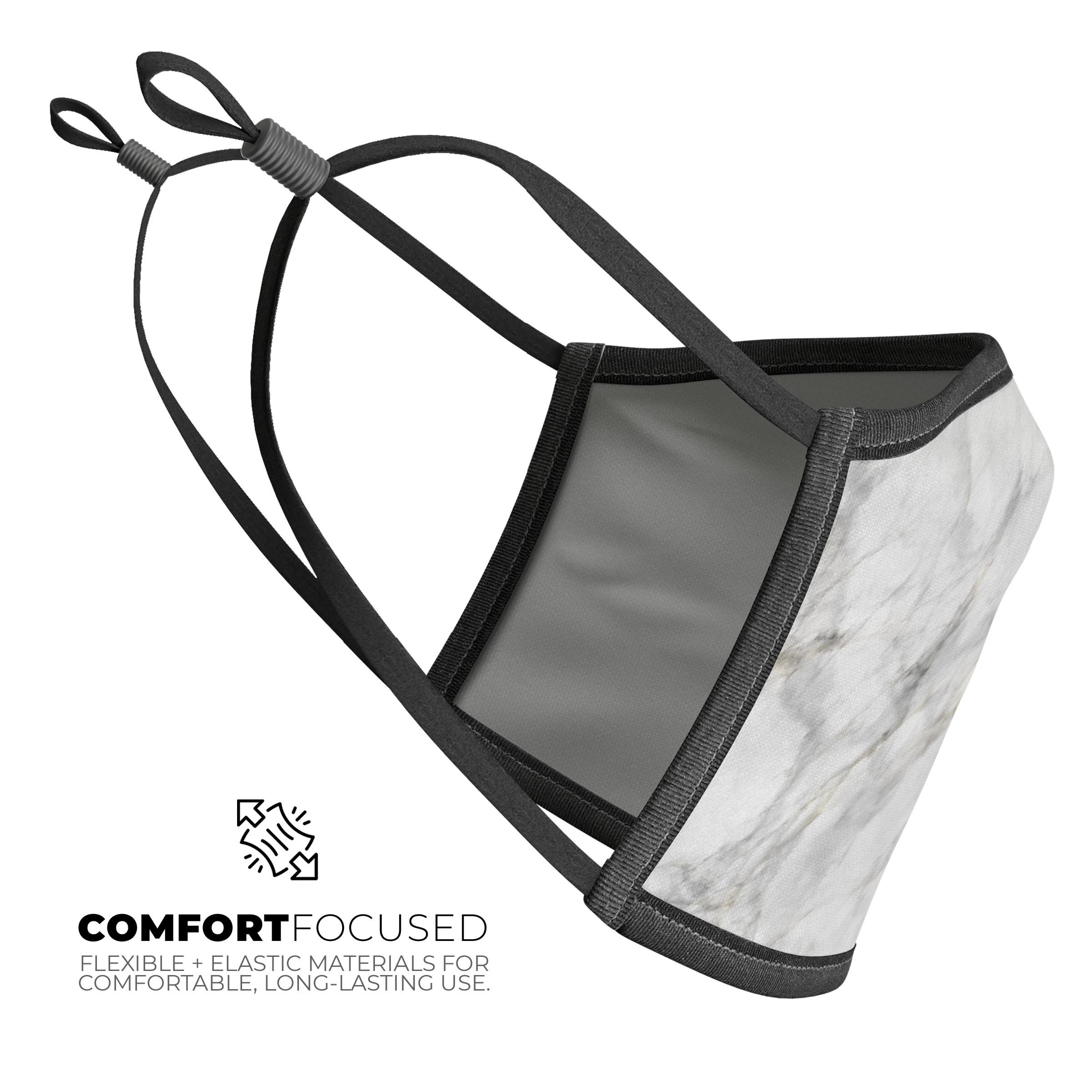 Slate Marble Surface V5 mouth cover, unisex anti-dust mask with adjustable ear loops, made in the USA.