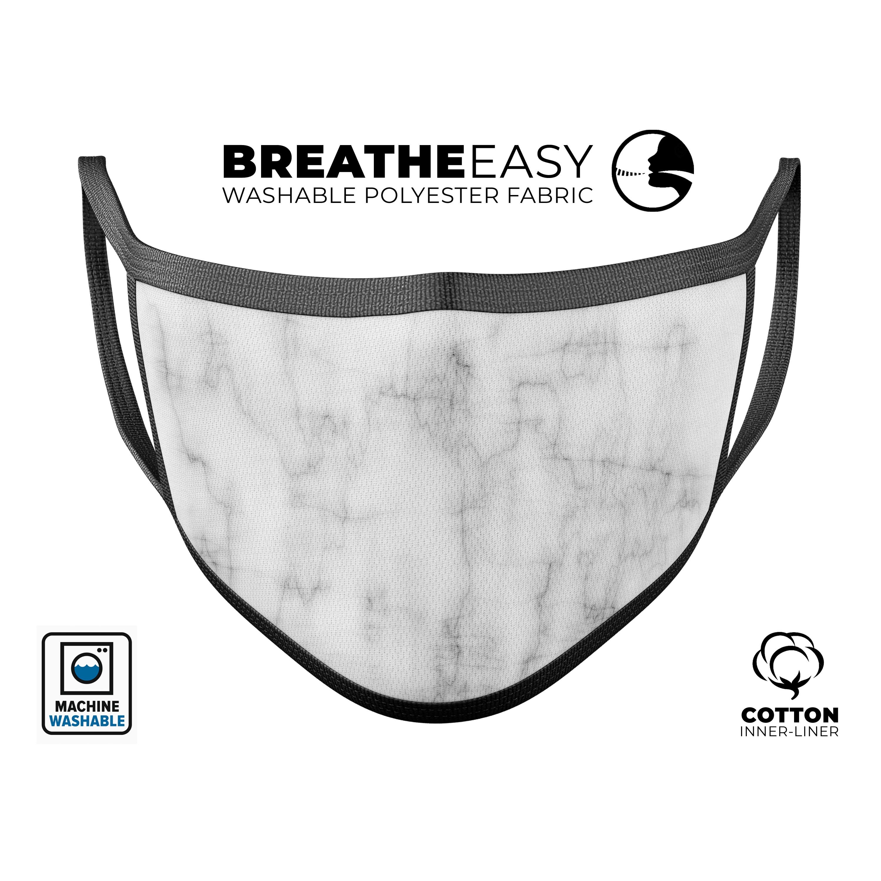 Slate Marble Surface V57 mouth cover, a stylish unisex anti-dust mask made in the USA, featuring adjustable ear loops and a breathable cotton interior.