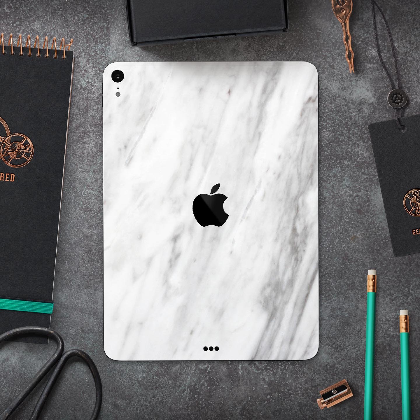 Slate Marble Surface V9 skin decal for Apple iPad Pro, showcasing a stylish marble design with a premium finish.