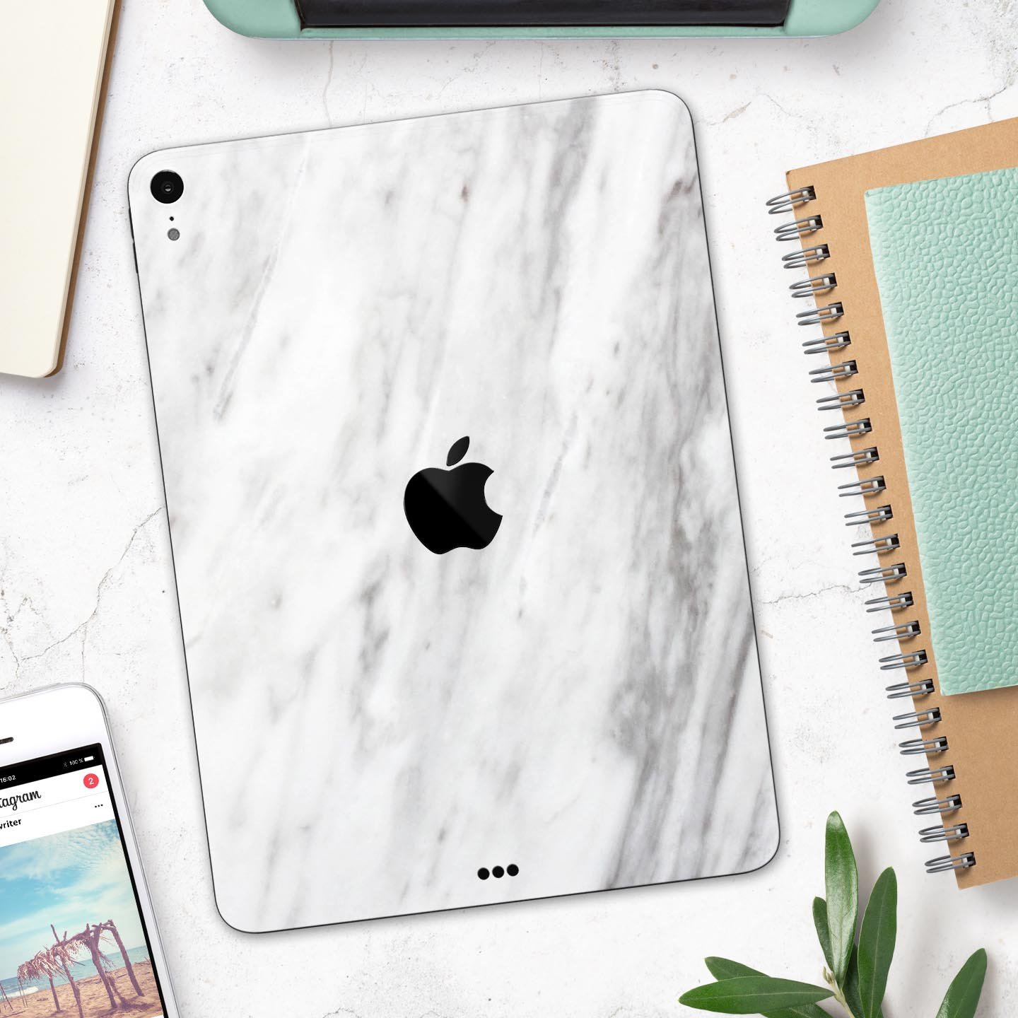 Slate Marble Surface V9 skin decal for Apple iPad Pro, showcasing a stylish marble design with a premium finish.