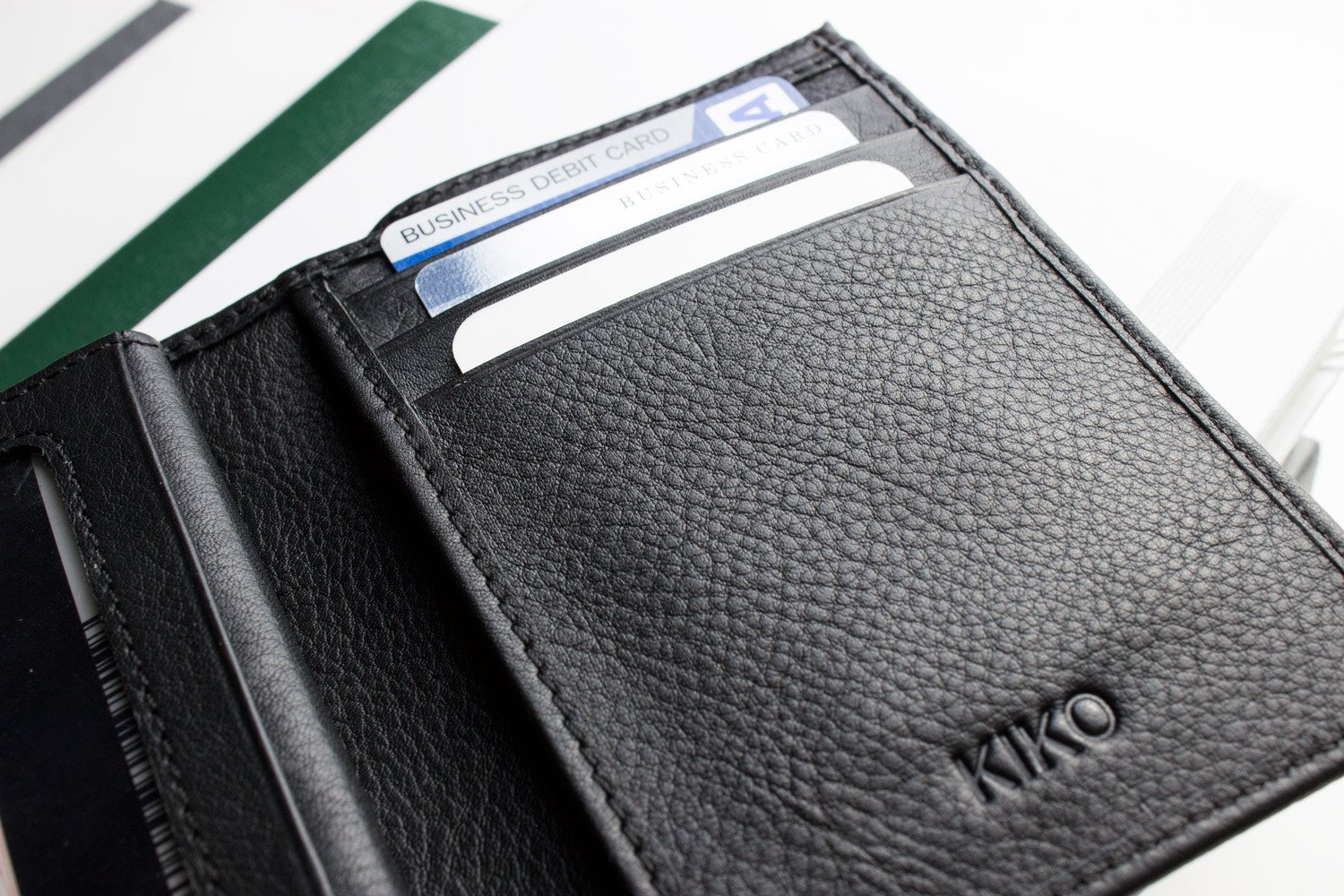 Slimfold Passcase Wallet made of butter soft full grain cowhide leather, featuring 6 card slots and a removable ID case.