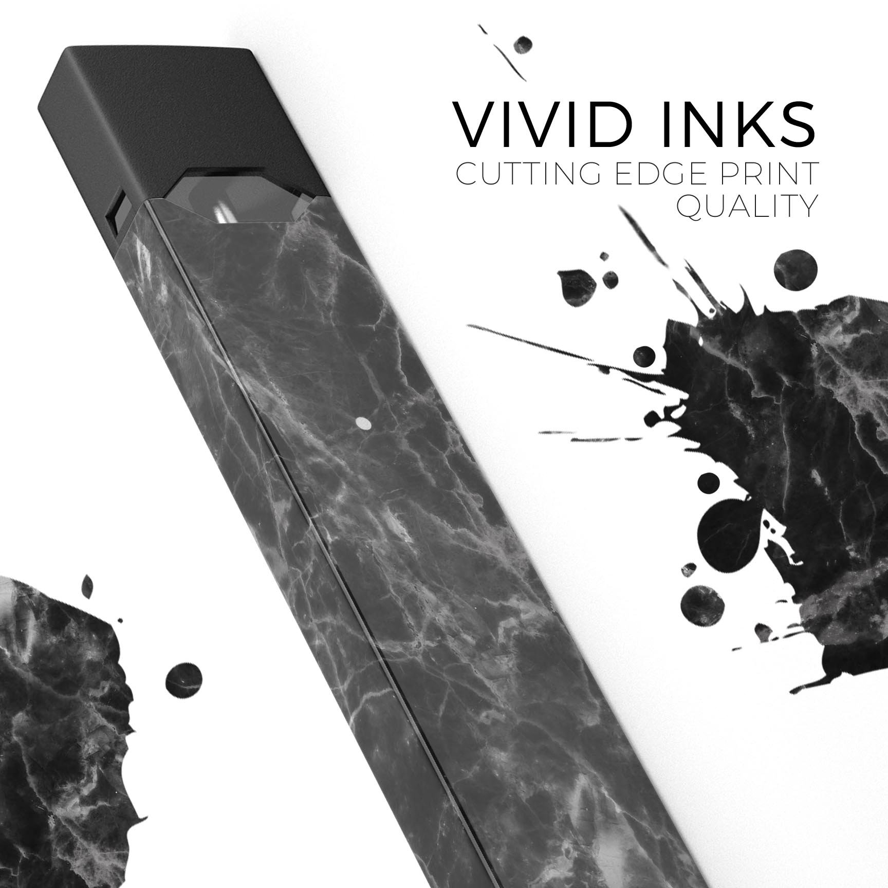 Smooth Black Marble skin-wrap sticker designed for JUUL vaping device, showcasing a sleek and stylish marble pattern.