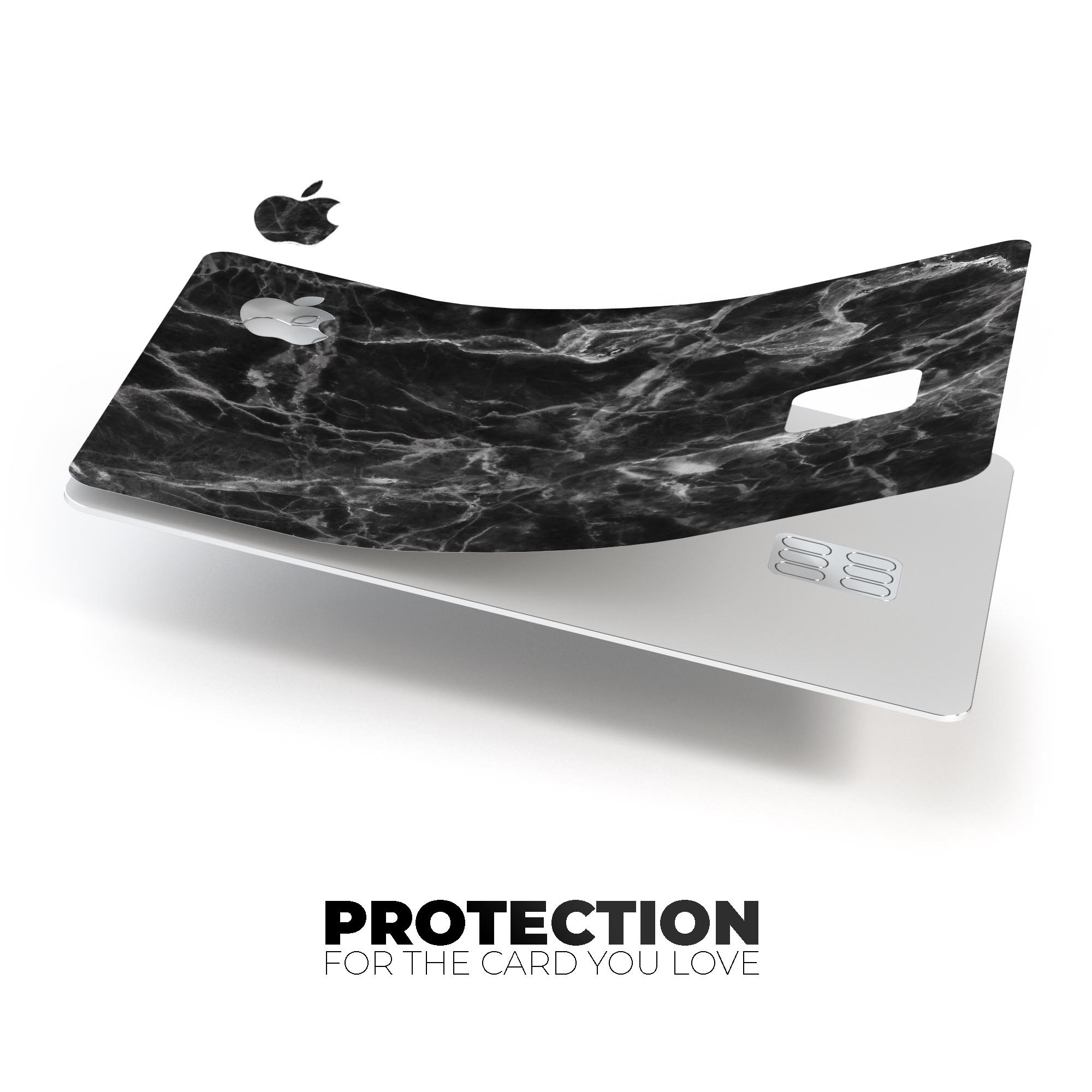 Smooth Black Marble decal skin for Apple Card, showcasing premium vinyl finish and bubble-free application.