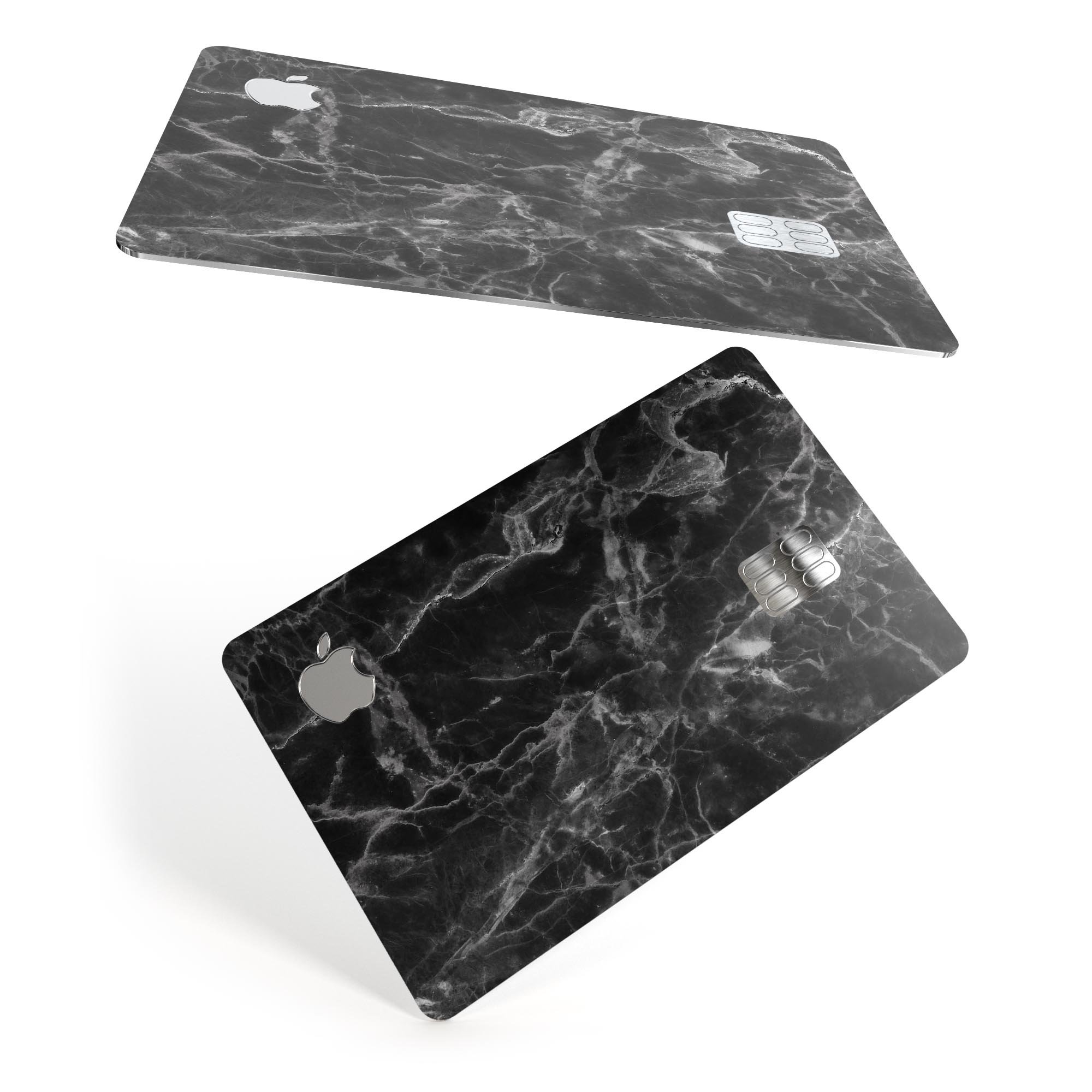 Smooth Black Marble decal skin for Apple Card, showcasing premium vinyl finish and bubble-free application.