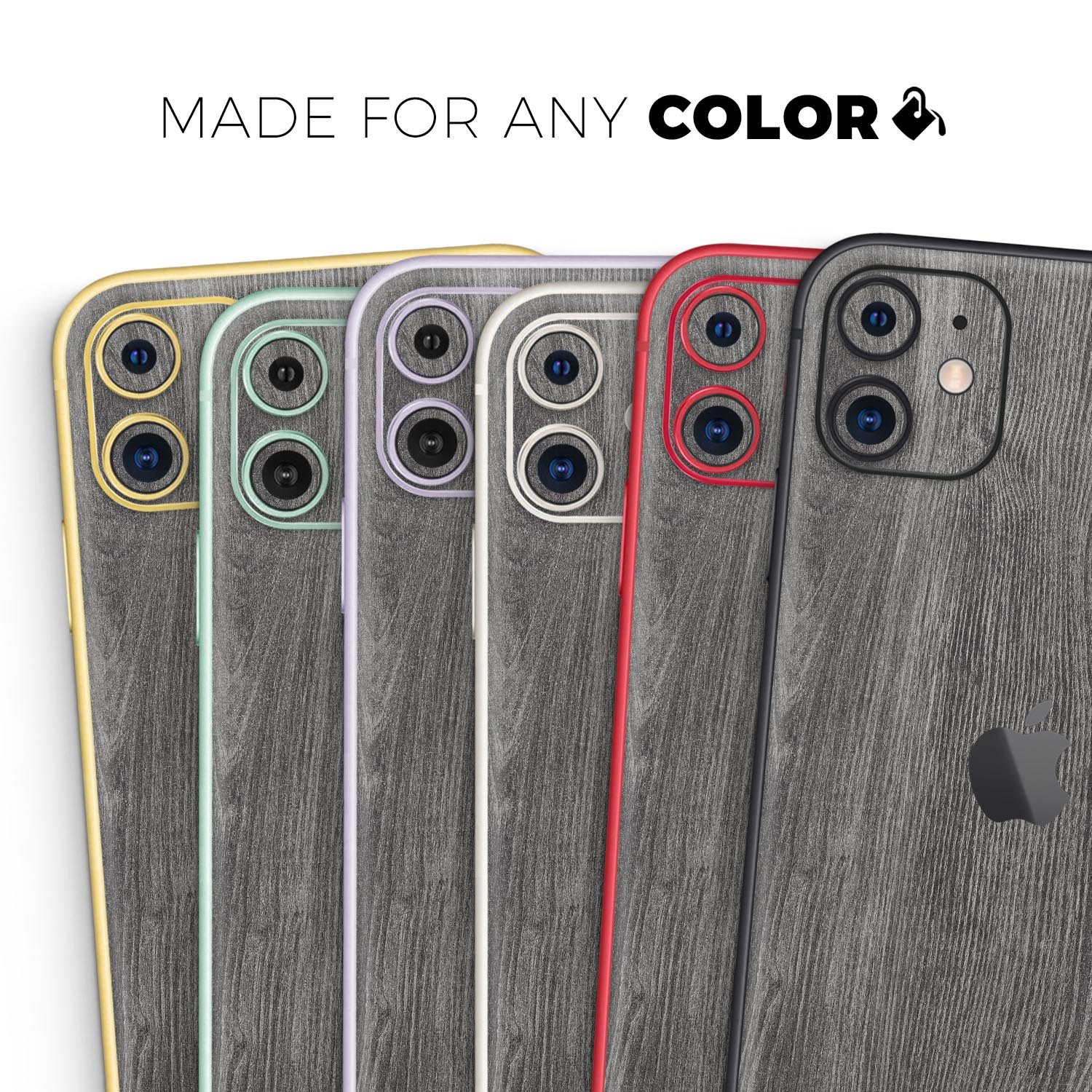 Smooth Gray Wood V2 Skin-Kit for Apple iPhone 14, showcasing a stylish wood grain design.