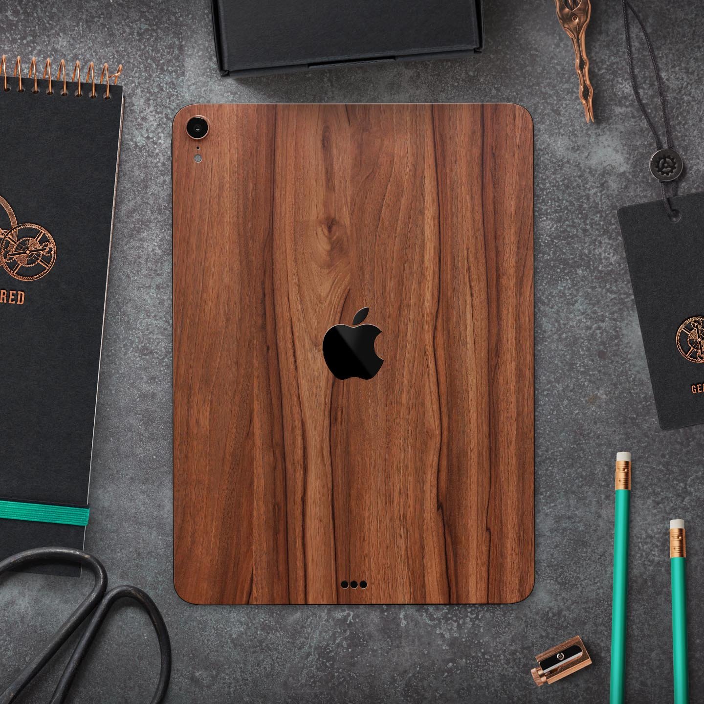 Smooth-Grained Wooden Plank skin decal for Apple iPad, showcasing its premium finish and design.