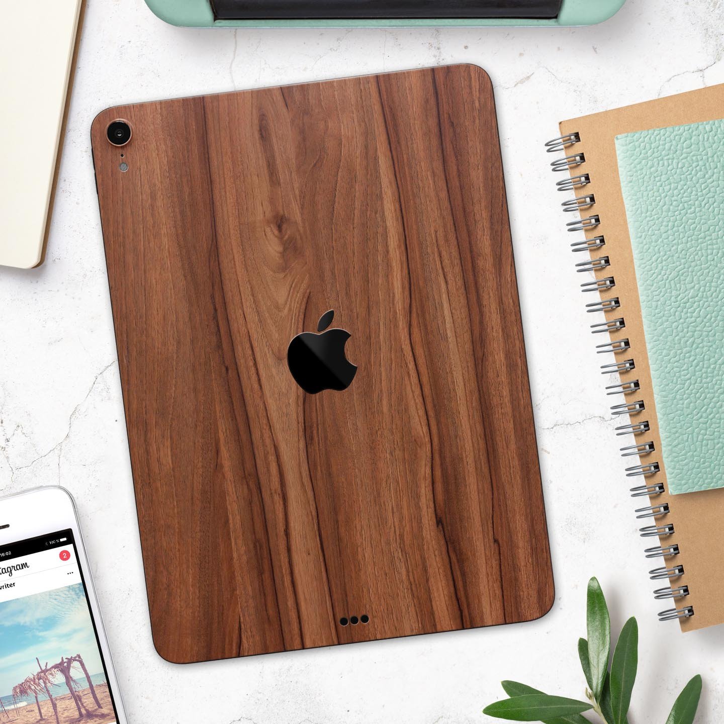 Smooth-Grained Wooden Plank skin decal for Apple iPad, showcasing its premium finish and design.