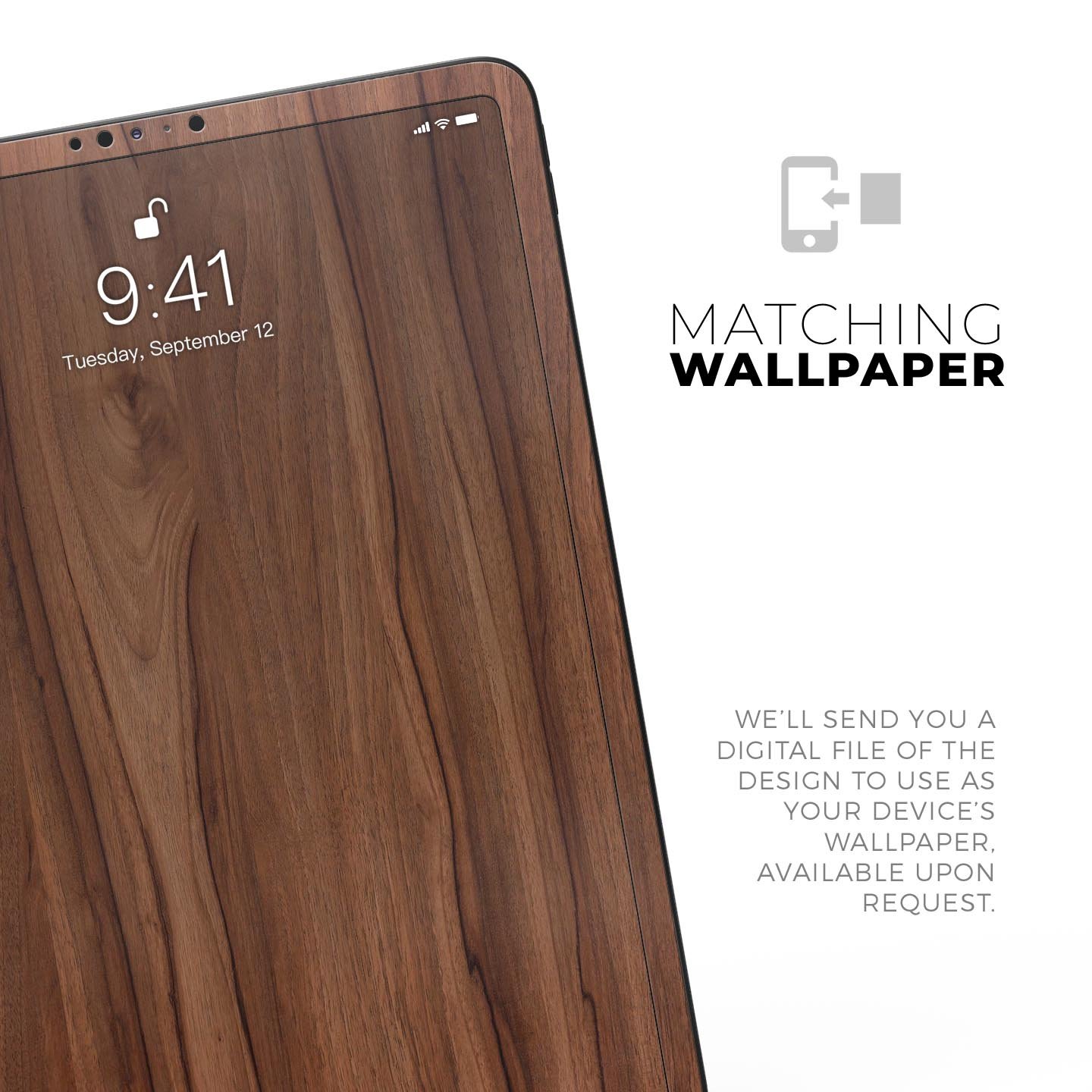 Smooth-Grained Wooden Plank skin decal for Apple iPad, showcasing its premium finish and design.