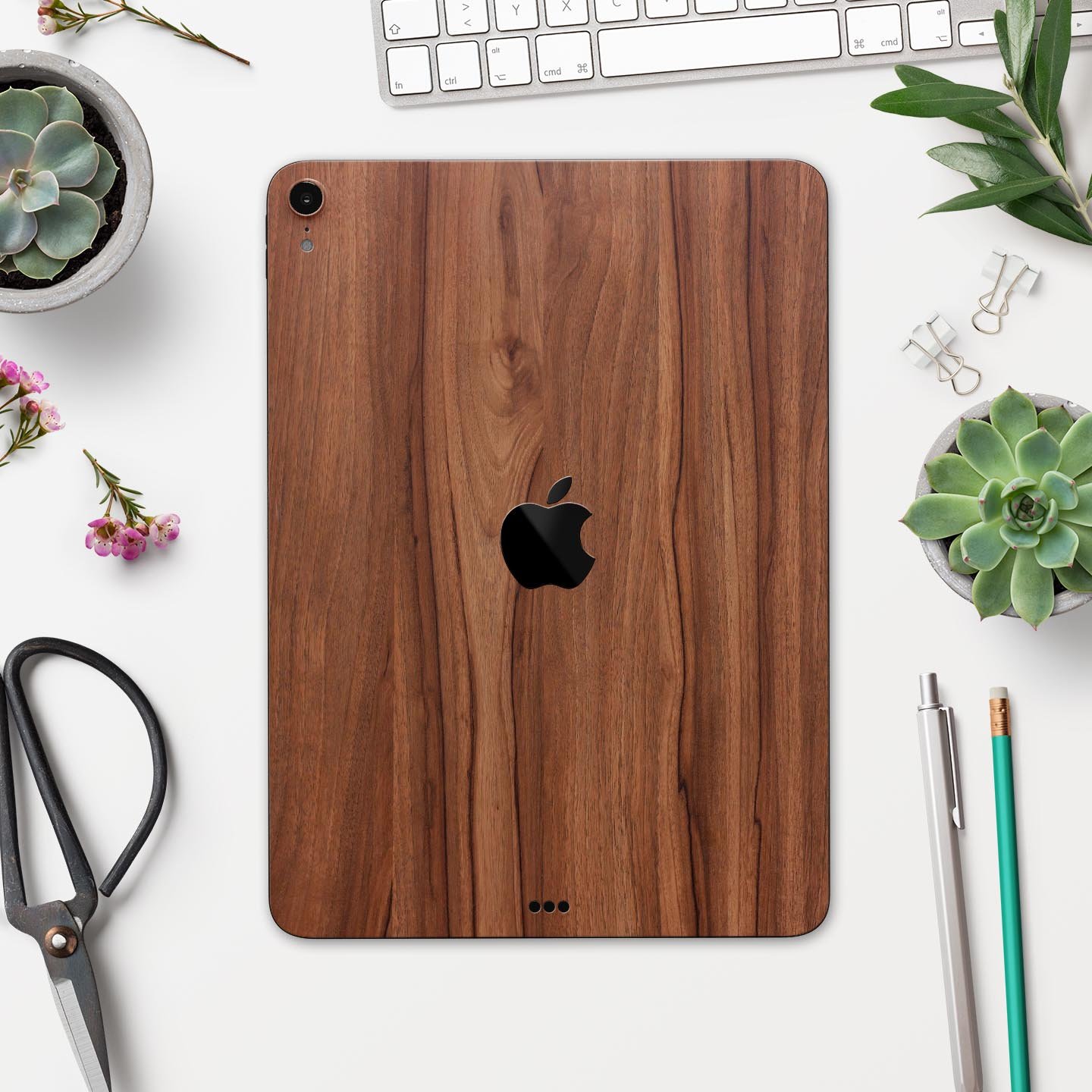 Smooth-Grained Wooden Plank skin decal for Apple iPad, showcasing its premium finish and design.