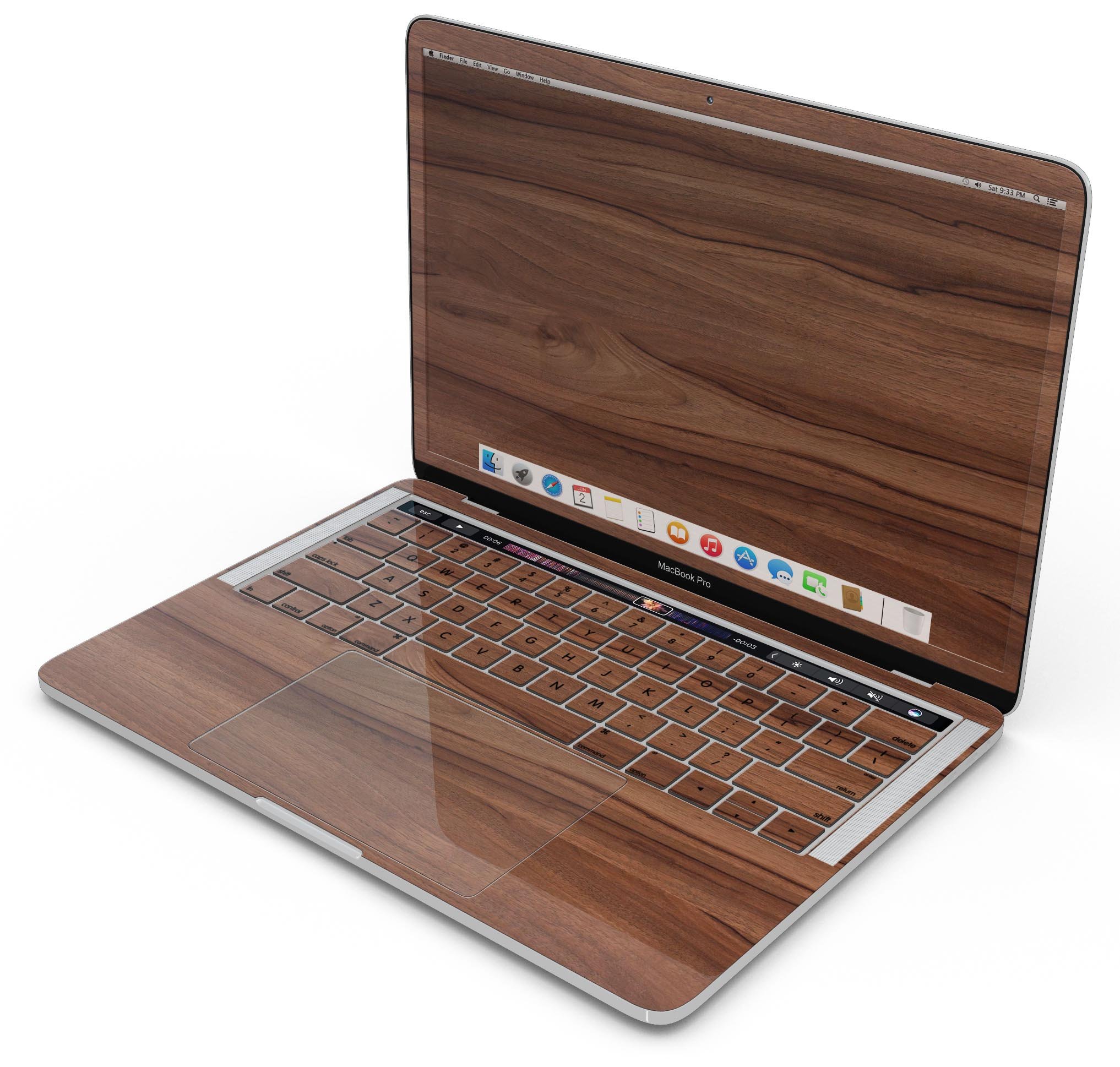 Smooth-Grained Wooden Plank skin decal wrap kit for MacBook, showcasing a stylish wooden design with a premium finish.