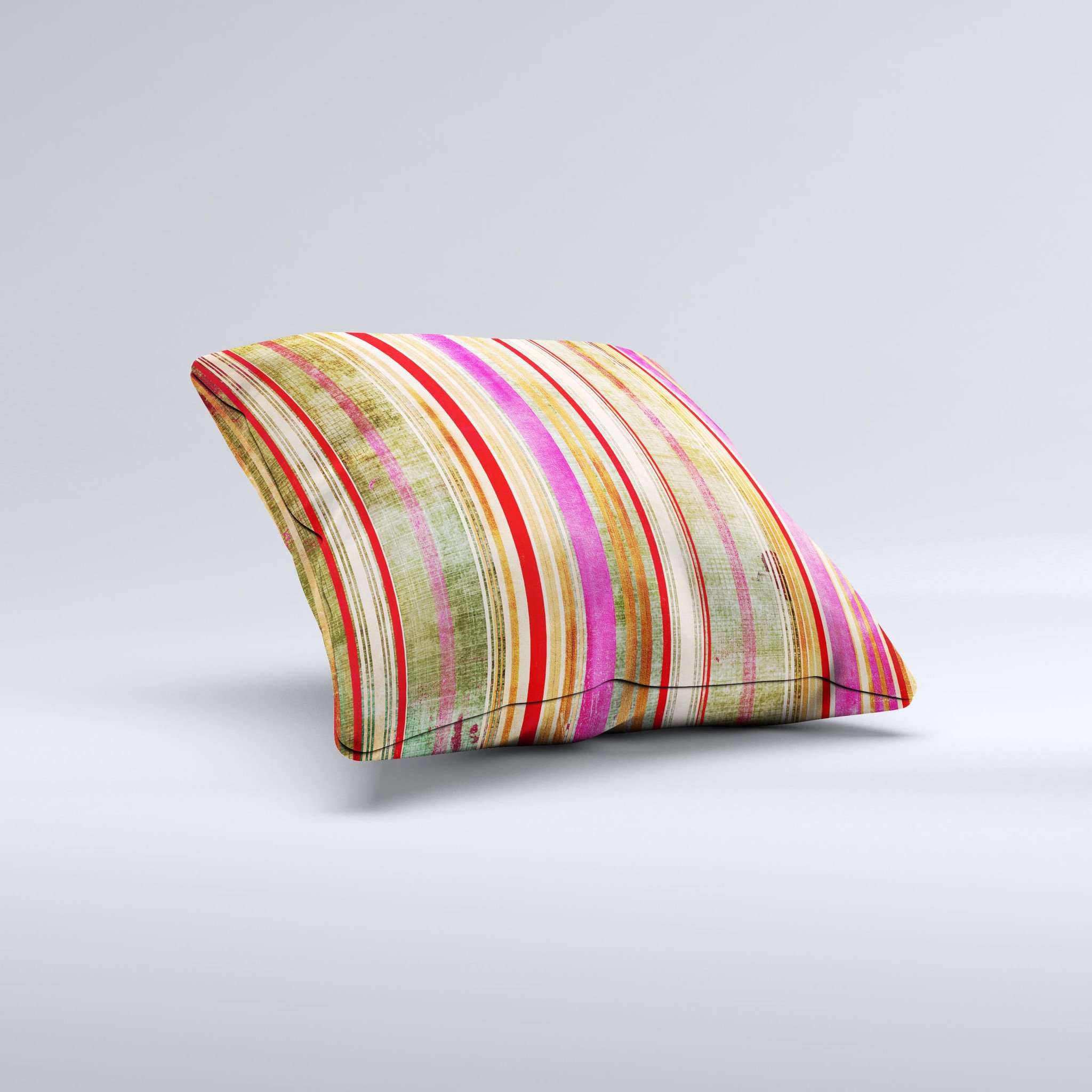 Smudged pink painted stripes decorative throw pillow, handcrafted with high thread count fabric and plush polyester filling.