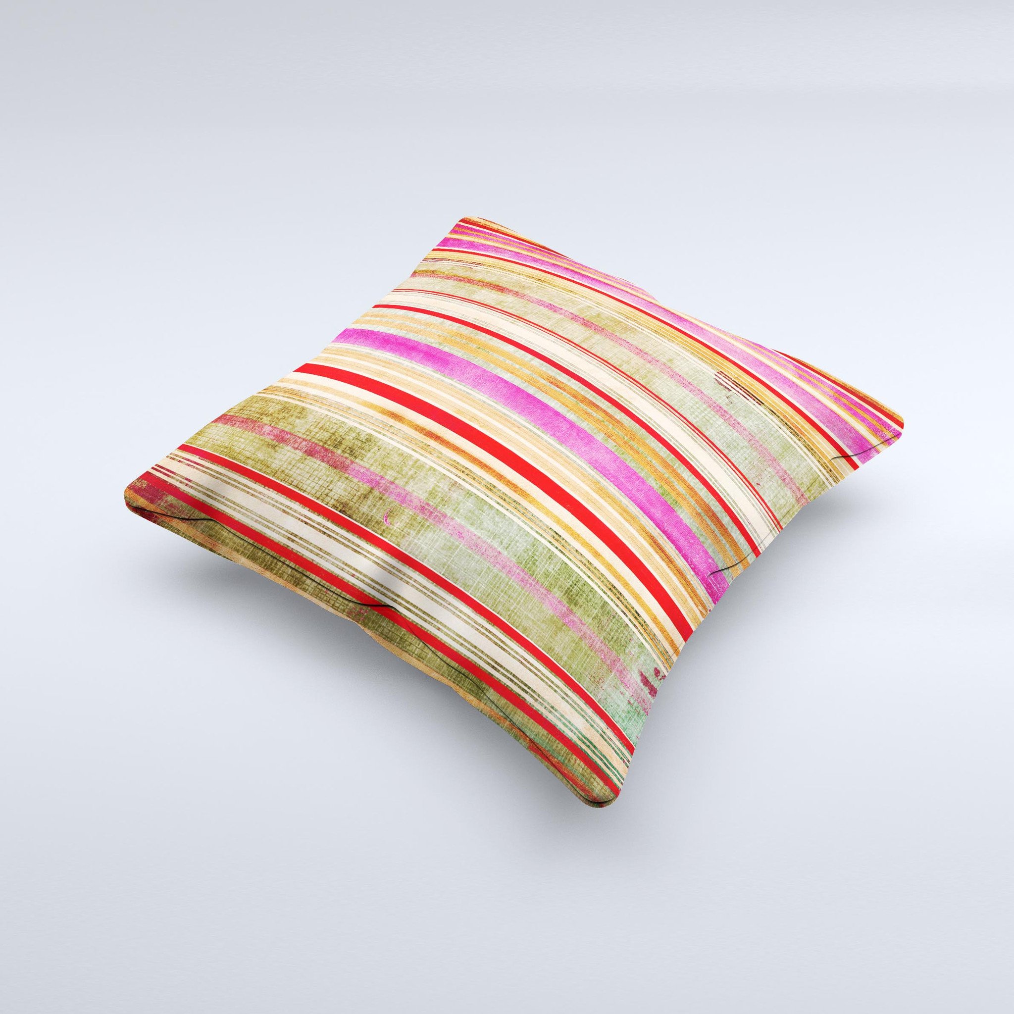 Smudged pink painted stripes decorative throw pillow, handcrafted with high thread count fabric and plush polyester filling.