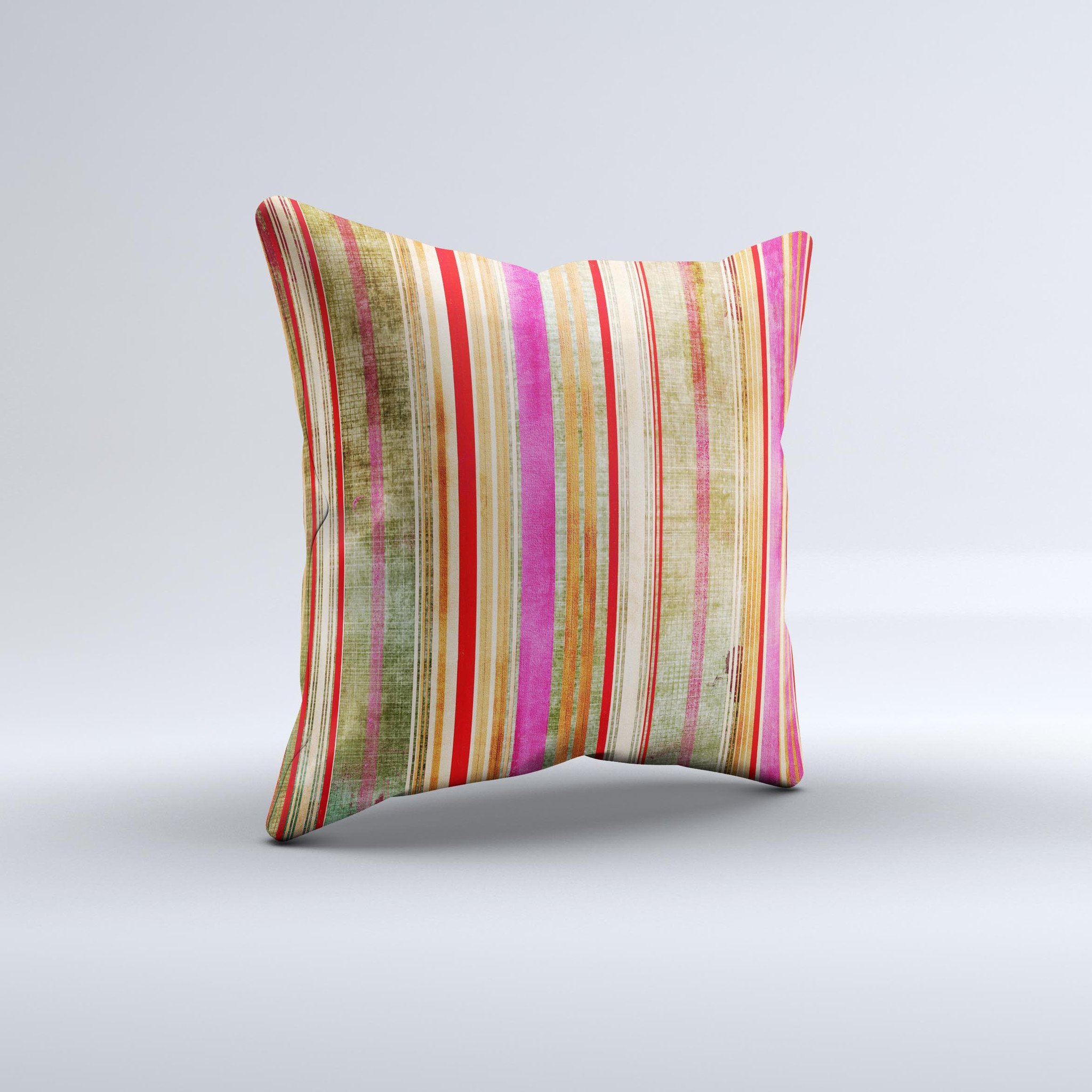 Smudged pink painted stripes decorative throw pillow, handcrafted with high thread count fabric and plush polyester filling.