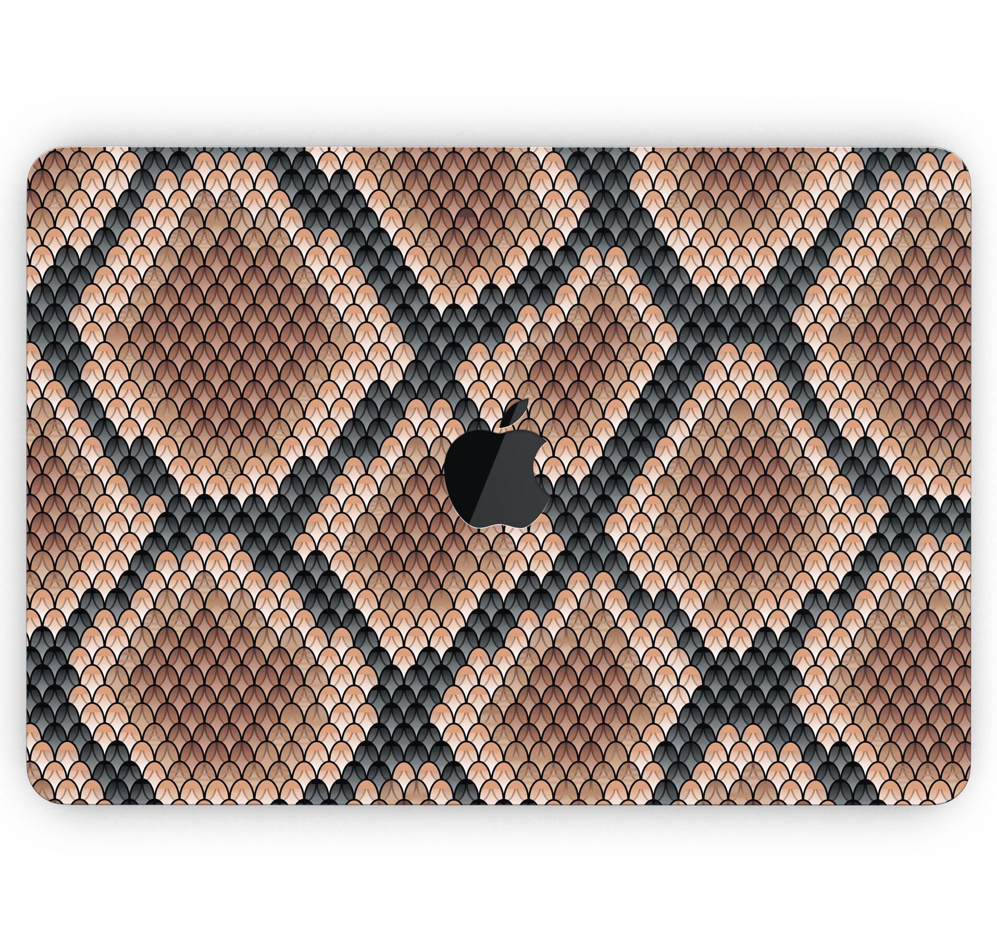 Snake Skin Pattern V1 Skin Decal Wrap Kit for MacBook, showcasing a stylish snake skin design with a glossy finish.