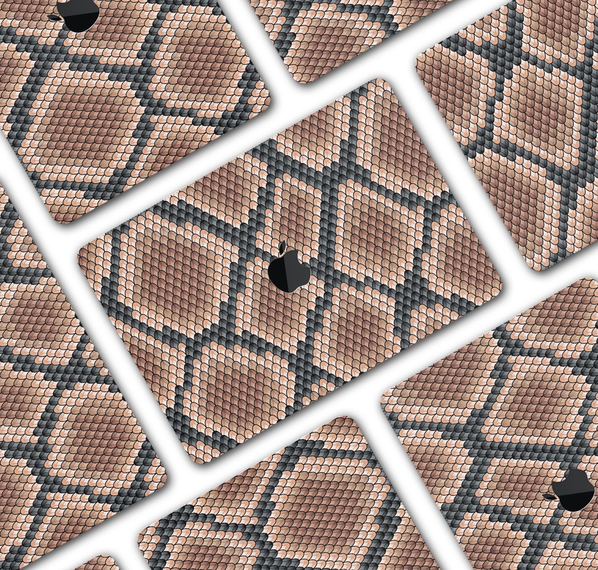 Snake Skin Pattern V1 Skin Decal Wrap Kit for MacBook, showcasing a stylish snake skin design with a glossy finish.