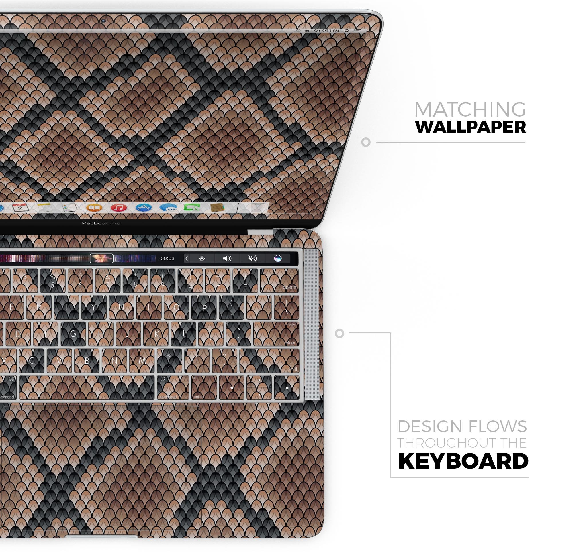 Snake Skin Pattern V1 Skin Decal Wrap Kit for MacBook, showcasing a stylish snake skin design with a glossy finish.