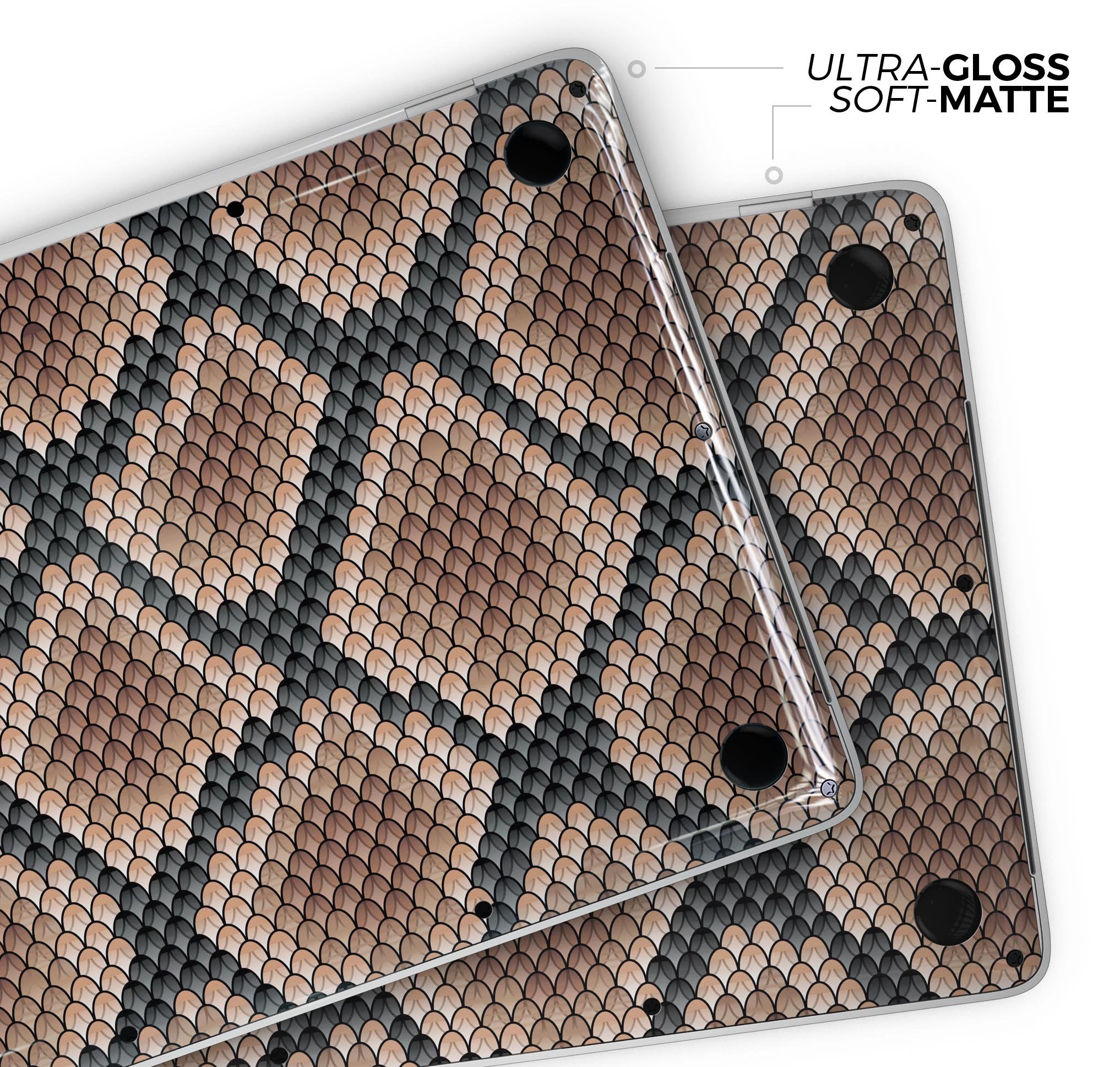 Snake Skin Pattern V1 Skin Decal Wrap Kit for MacBook, showcasing a stylish snake skin design with a glossy finish.