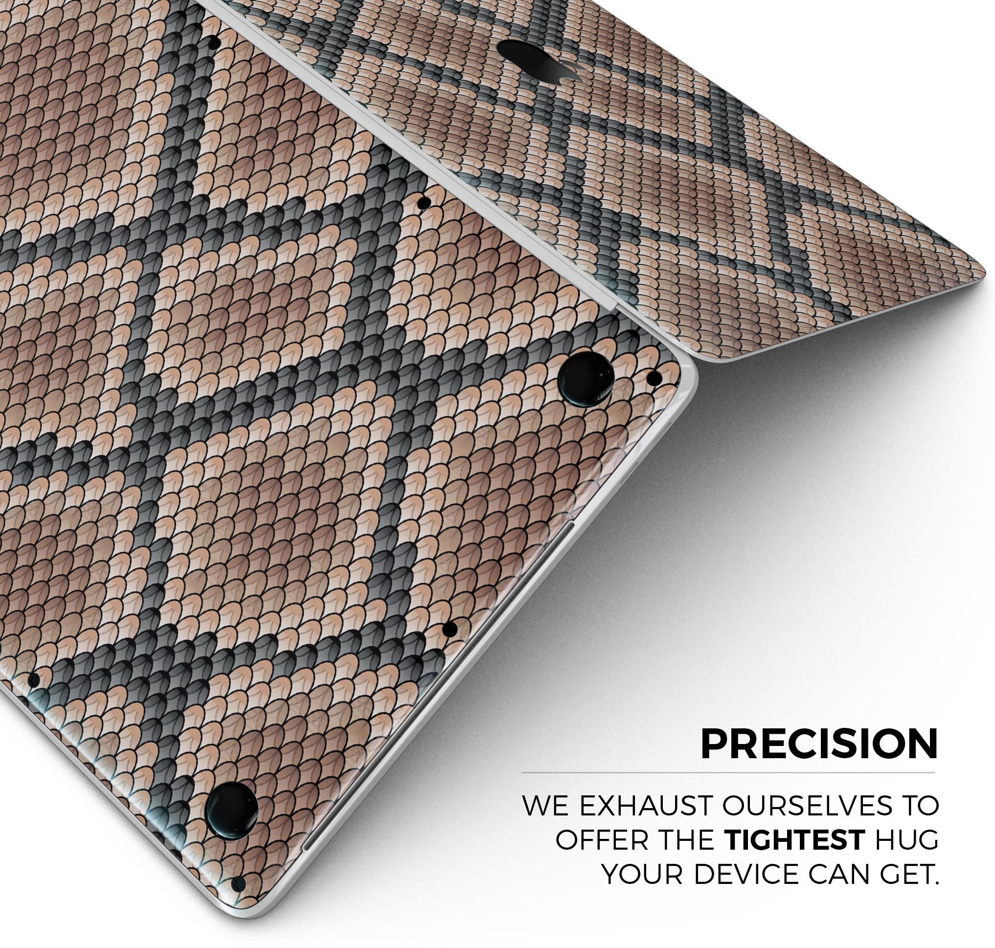 Snake Skin Pattern V1 Skin Decal Wrap Kit for MacBook, showcasing a stylish snake skin design with a glossy finish.