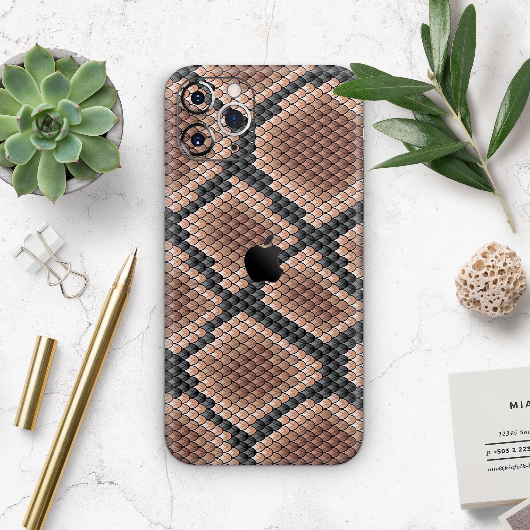 Snake Skin Pattern V1 Skin-Kit for Apple iPhone 14, showcasing a stylish design with a premium vinyl finish.