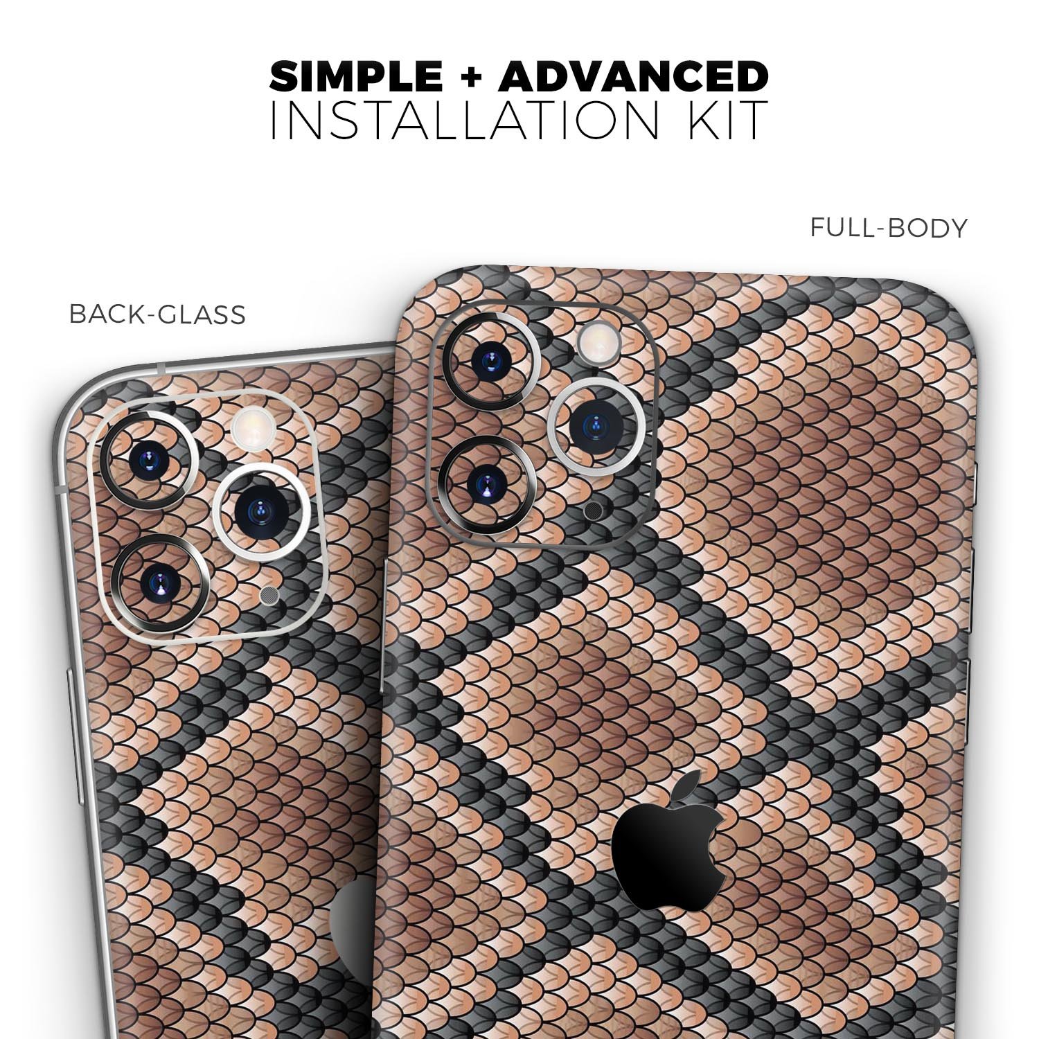 Snake Skin Pattern V1 Skin-Kit for Apple iPhone 14, showcasing a stylish design with a premium vinyl finish.