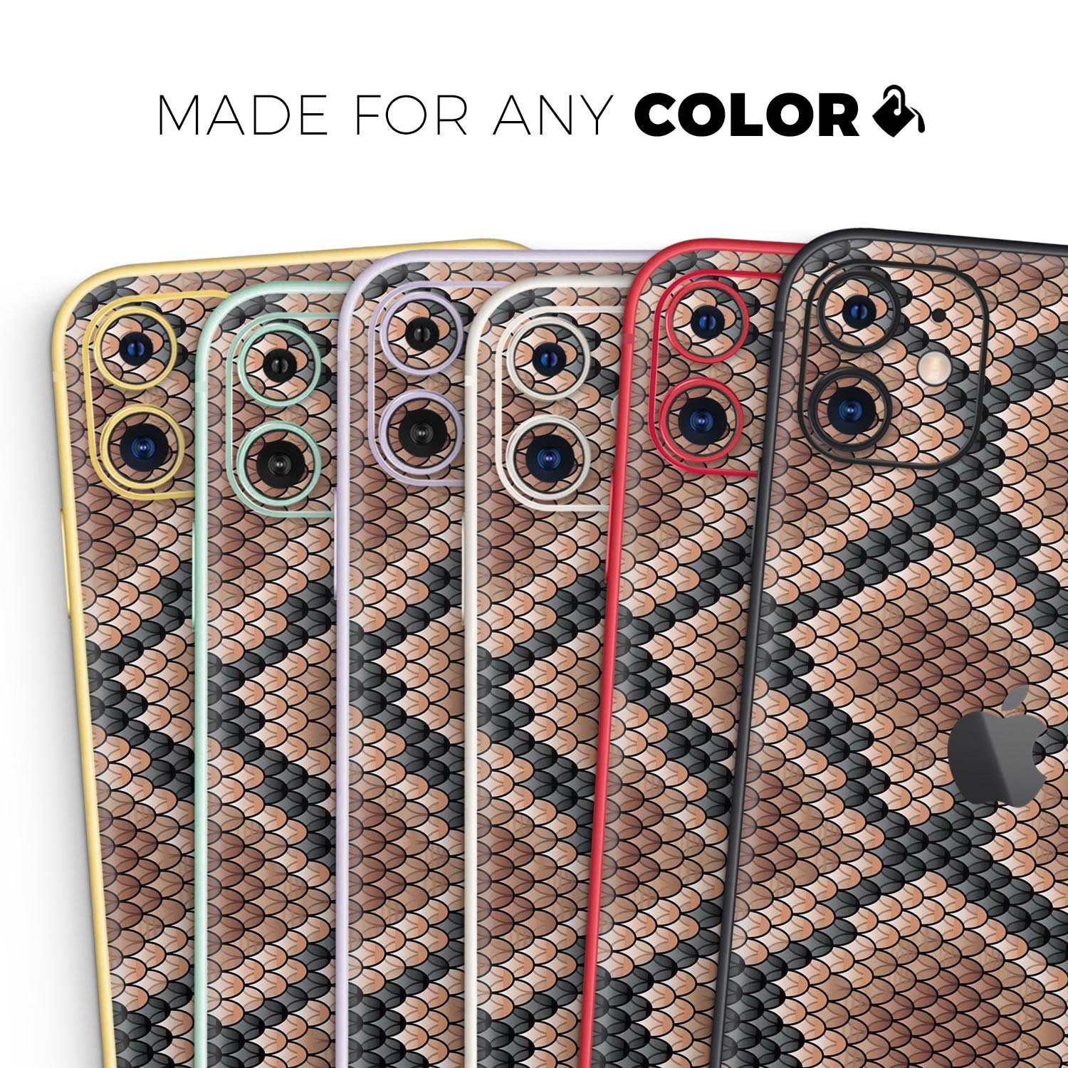 Snake Skin Pattern V1 Skin-Kit for Apple iPhone 14, showcasing a stylish design with a premium vinyl finish.