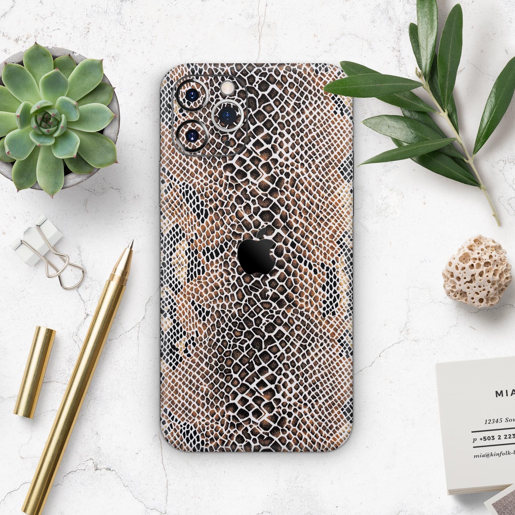 Snake Skin Pattern V2 Skin-Kit for Apple iPhone 12, showcasing a stylish design with a premium vinyl finish.