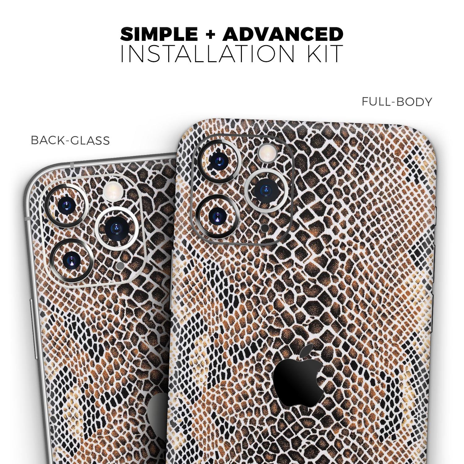 Snake Skin Pattern V2 Skin-Kit for Apple iPhone 12, showcasing a stylish design with a premium vinyl finish.