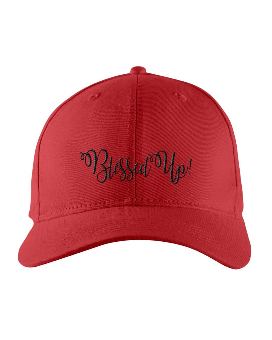 Blessed Up Snapback Cap featuring embroidered graphic, structured design, and adjustable snapback closure.