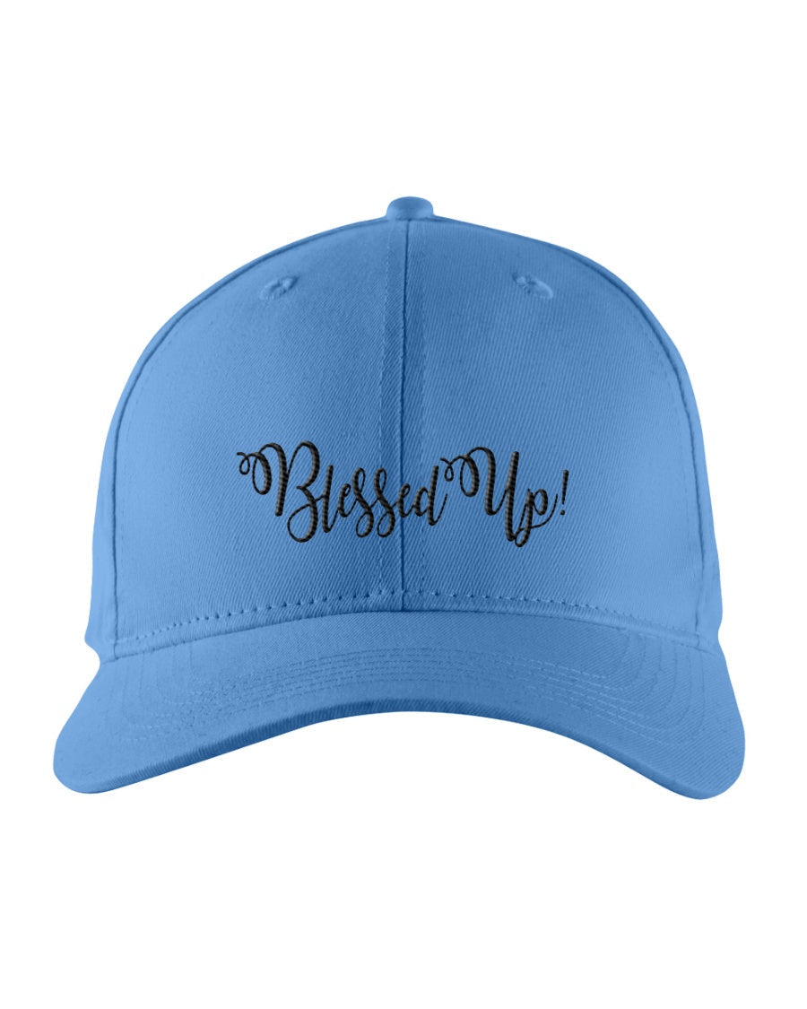 Blessed Up Snapback Cap featuring embroidered graphic, structured design, and adjustable snapback closure.