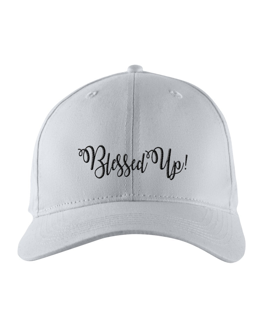 Blessed Up Snapback Cap featuring embroidered graphic, structured design, and adjustable snapback closure.