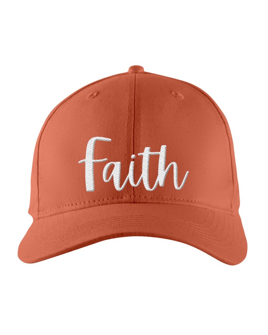 Snapback Cap featuring Faith embroidered graphic in white text, structured six-panel design with a mesh back.