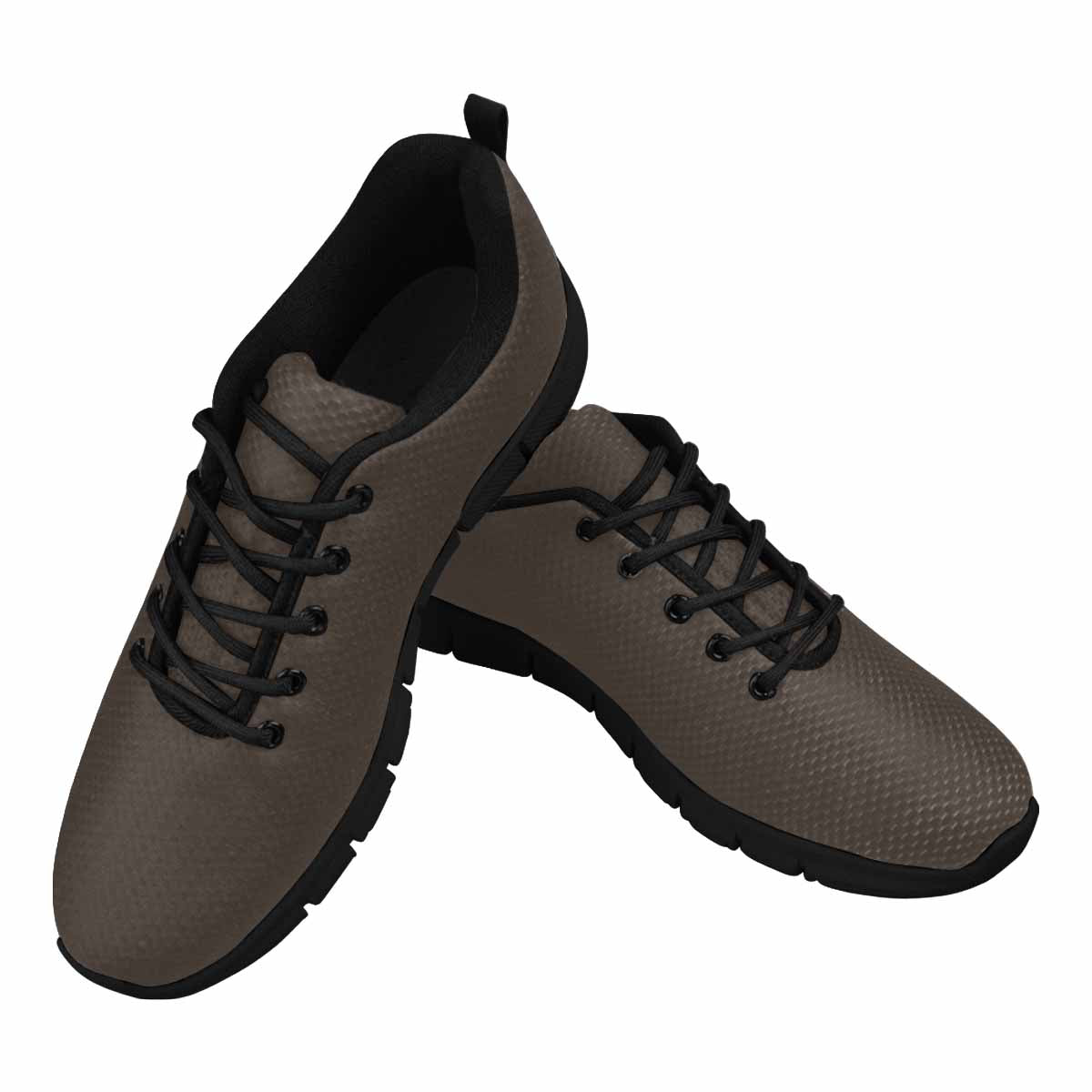 Men's dark taupe brown sneakers made of canvas mesh, featuring a durable outsole and breathable lining for athletic running.