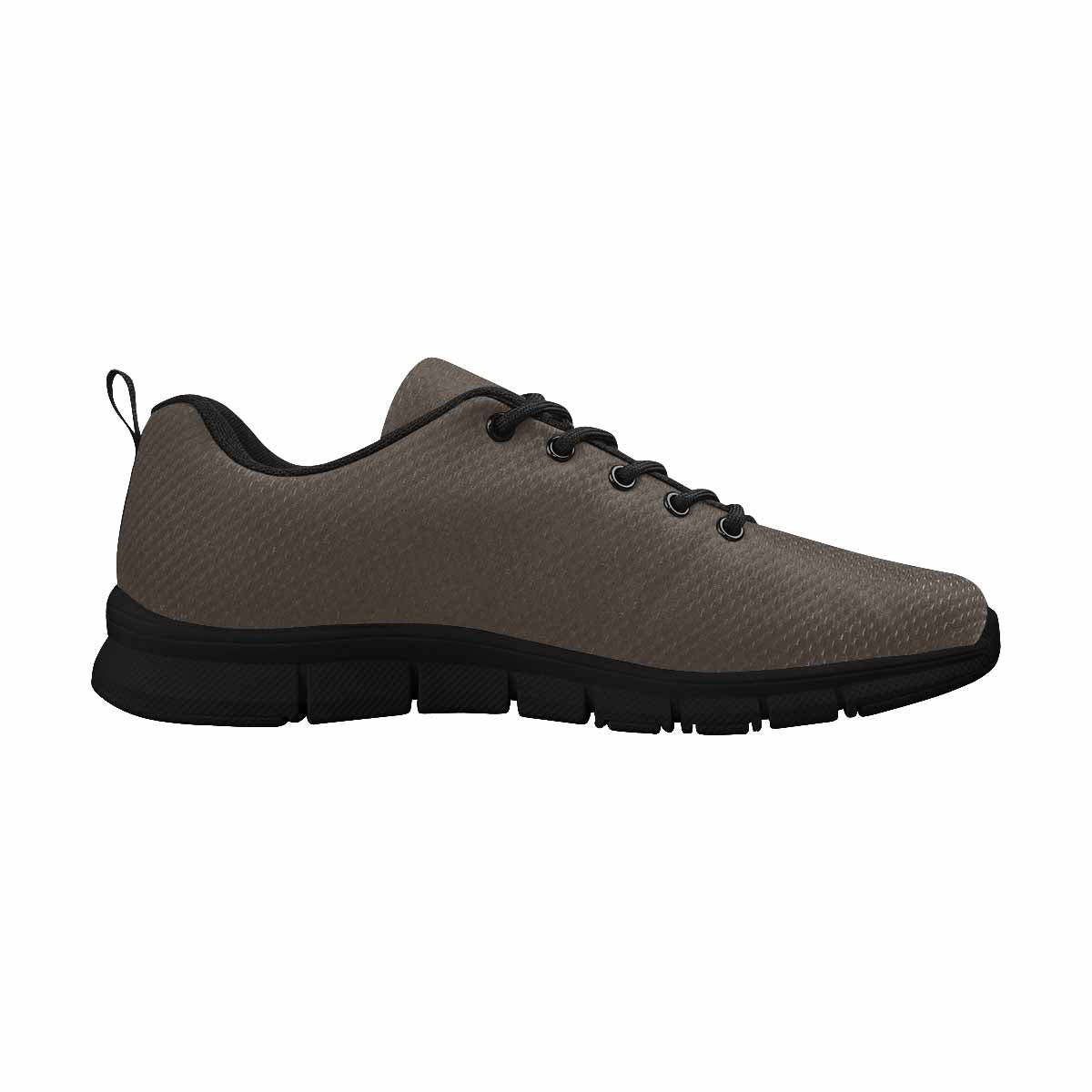 Men's dark taupe brown sneakers made of canvas mesh, featuring a durable outsole and breathable lining for athletic running.