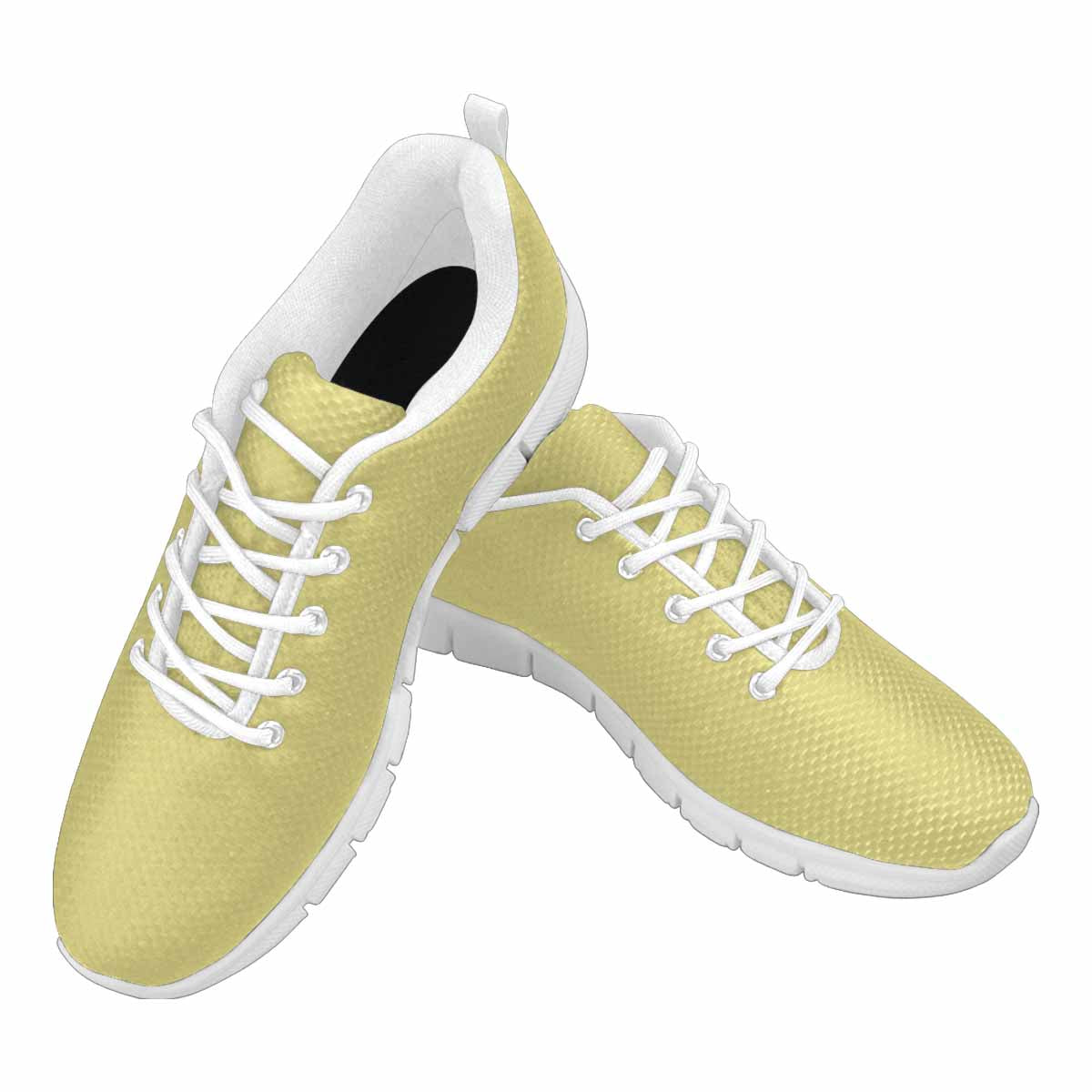 Khaki Yellow Sneakers for Men, featuring a durable outsole and breathable mesh material, ideal for running and exercise.