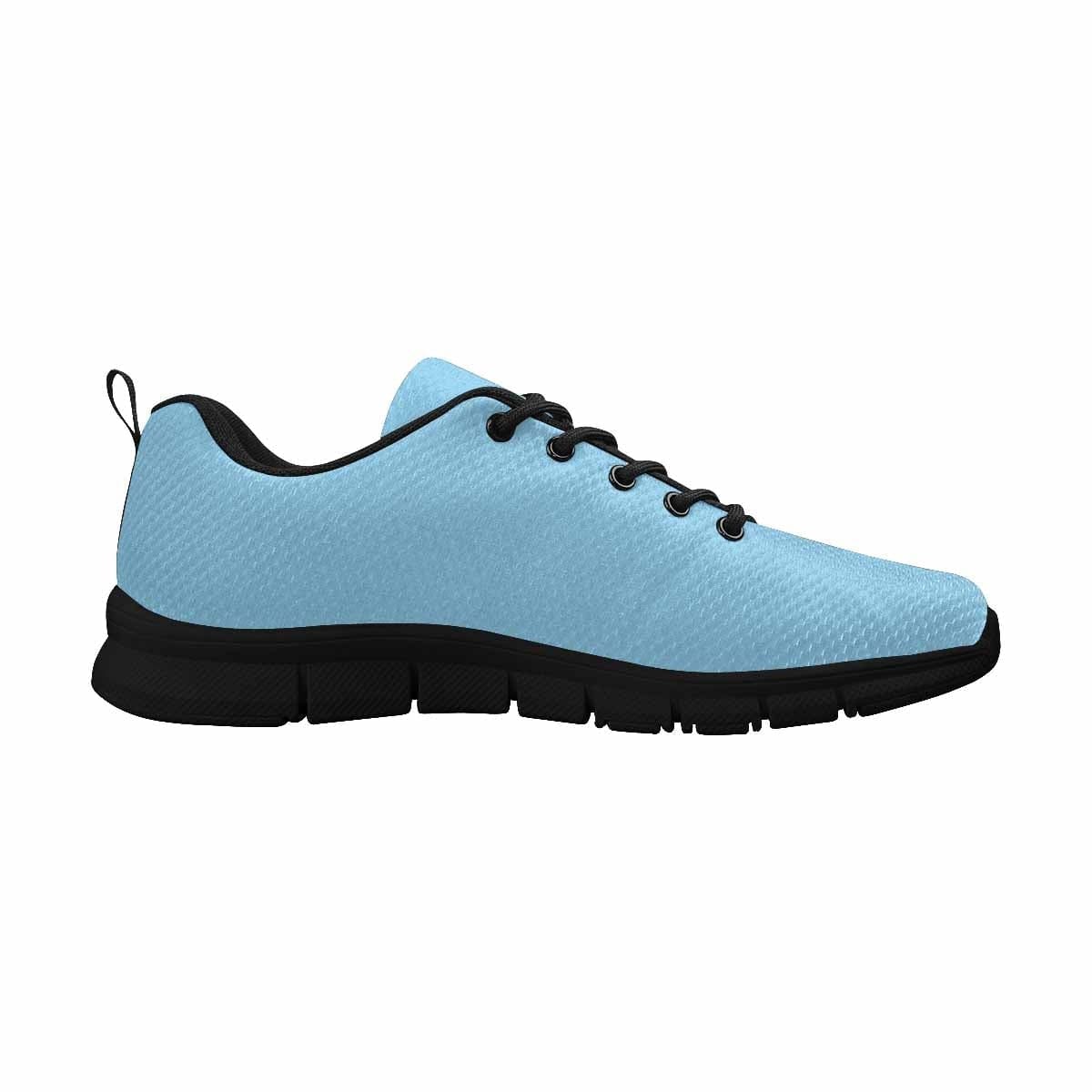 Light blue sneakers for women featuring a durable outsole and soft mesh material, perfect for exercise and casual wear.