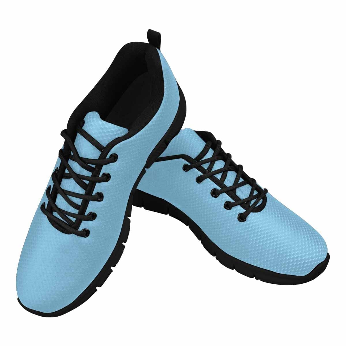 Light blue sneakers for women featuring a durable outsole and soft mesh material, perfect for exercise and casual wear.