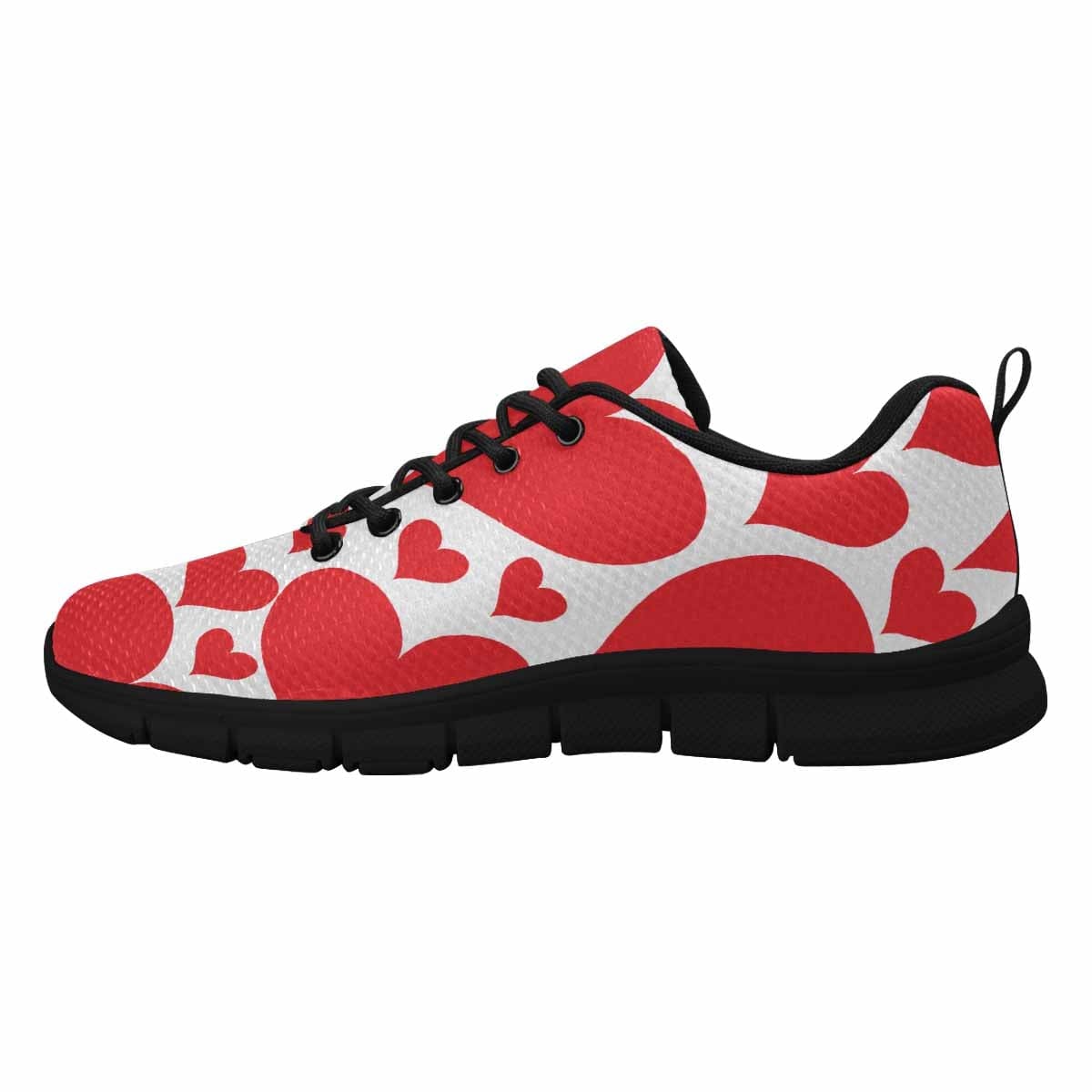 Stylish Love Red Hearts Sneakers for Women featuring a vibrant design and comfortable fit.