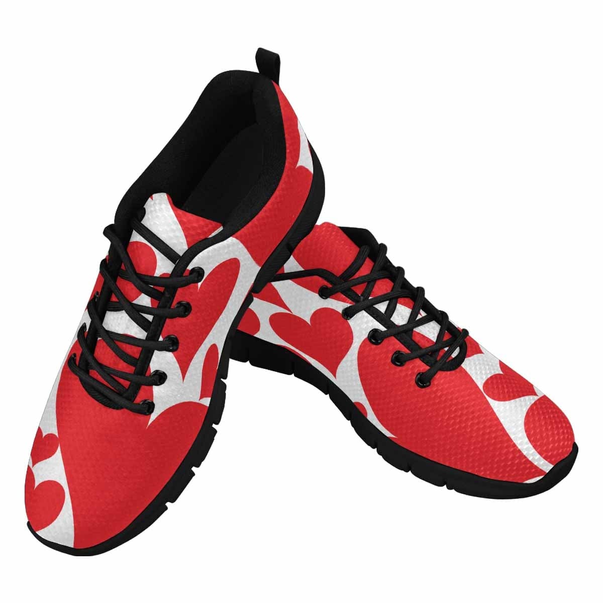 Stylish Love Red Hearts Sneakers for Women featuring a vibrant design and comfortable fit.