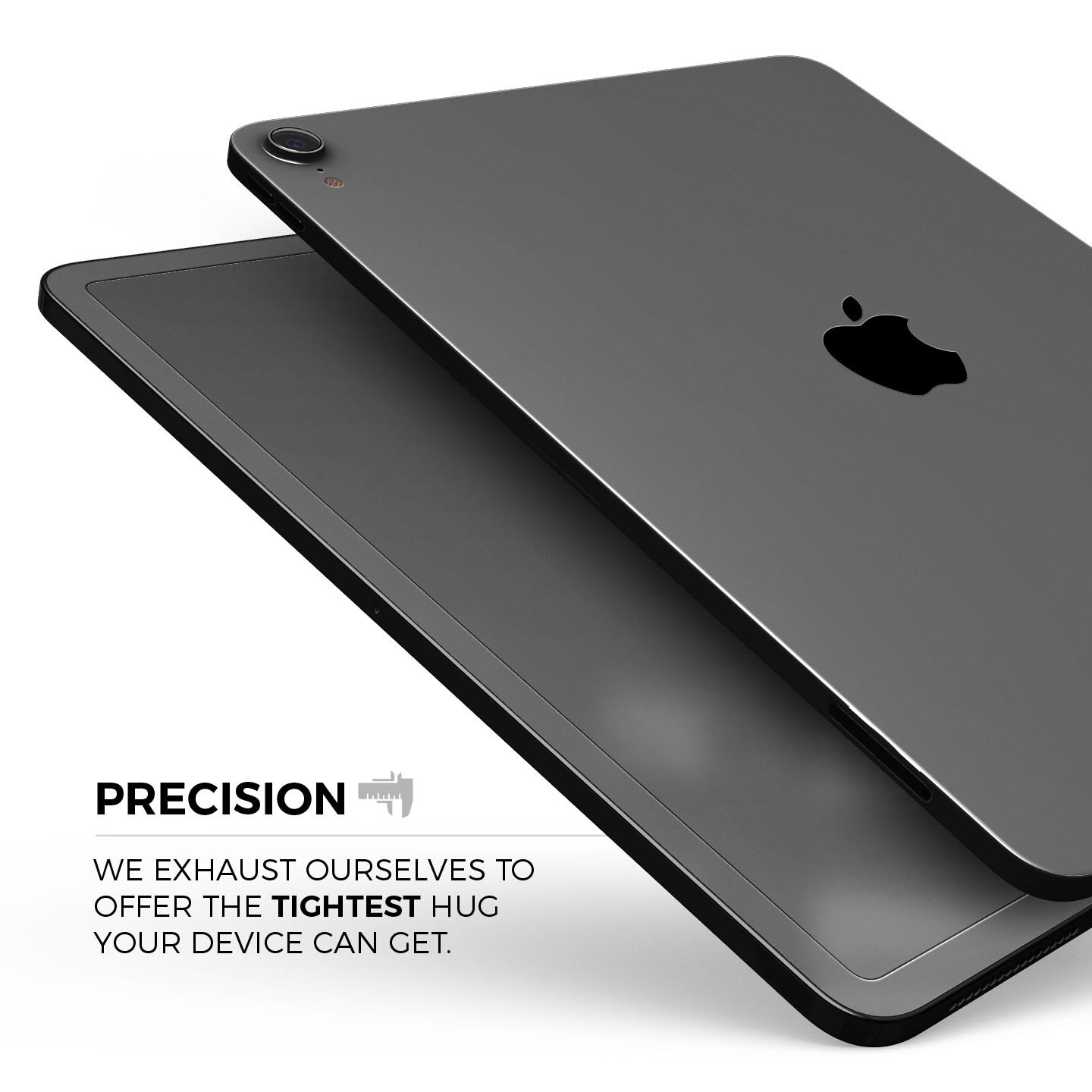 Solid Dark Gray Full Body Skin Decal for Apple iPad Pro 12.9", showcasing its sleek design and premium 3M material.