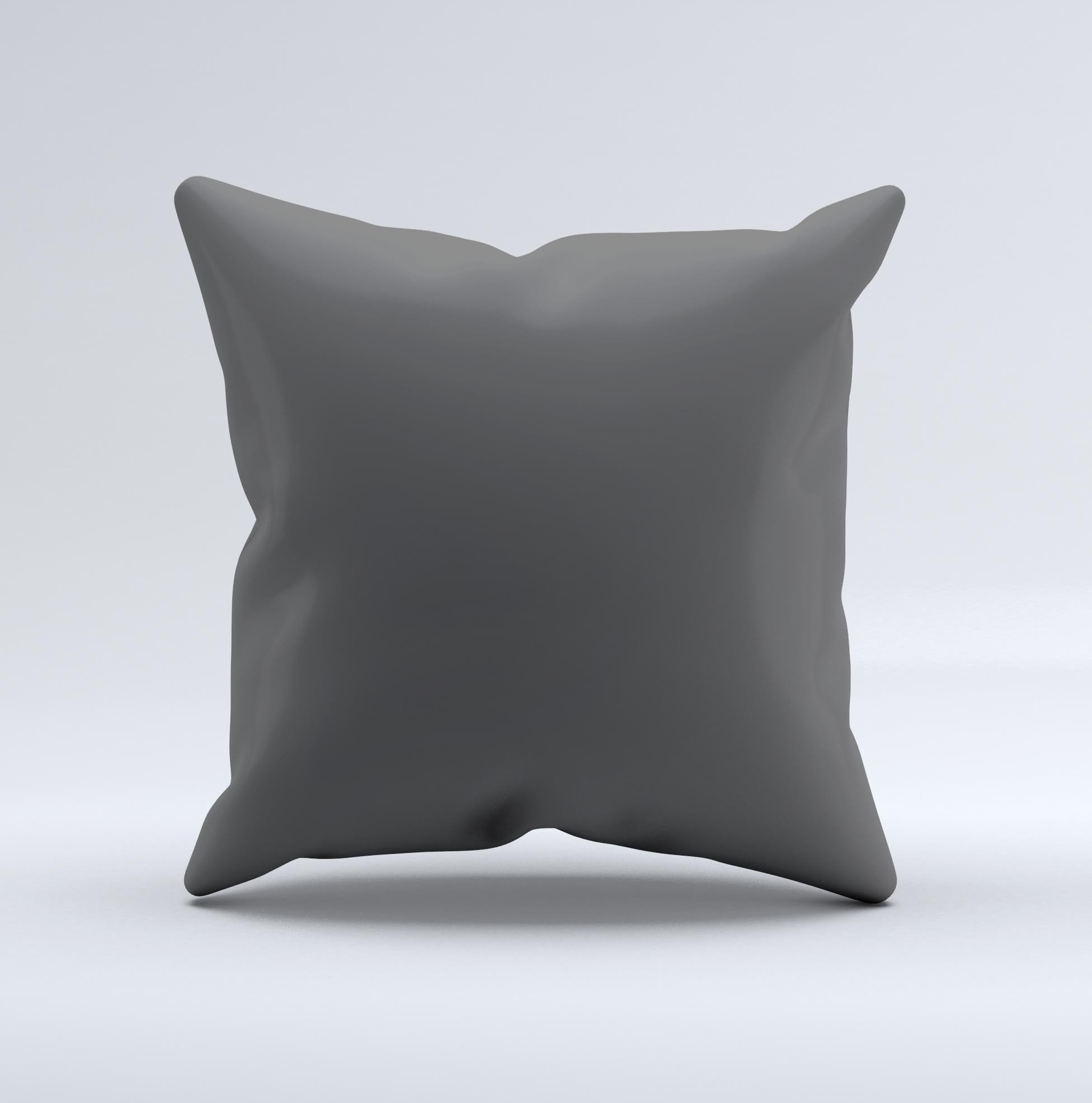 Solid dark gray decorative throw pillow with unique ink-fuzed design, showcasing handmade craftsmanship and high-quality fabric.