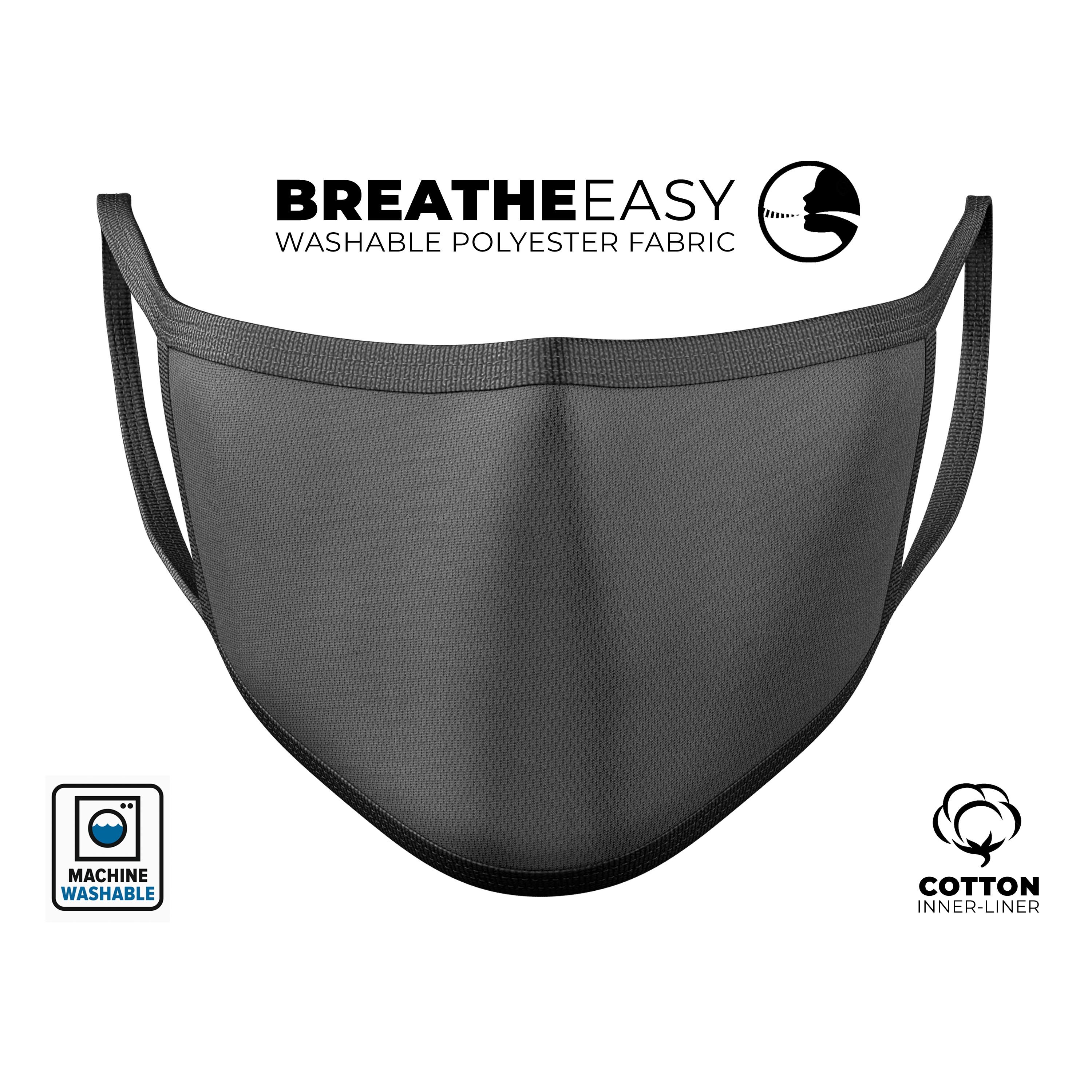 Solid Dark Gray unisex mouth cover made of cotton, featuring adjustable ear-loops for a perfect fit, suitable for daily use.