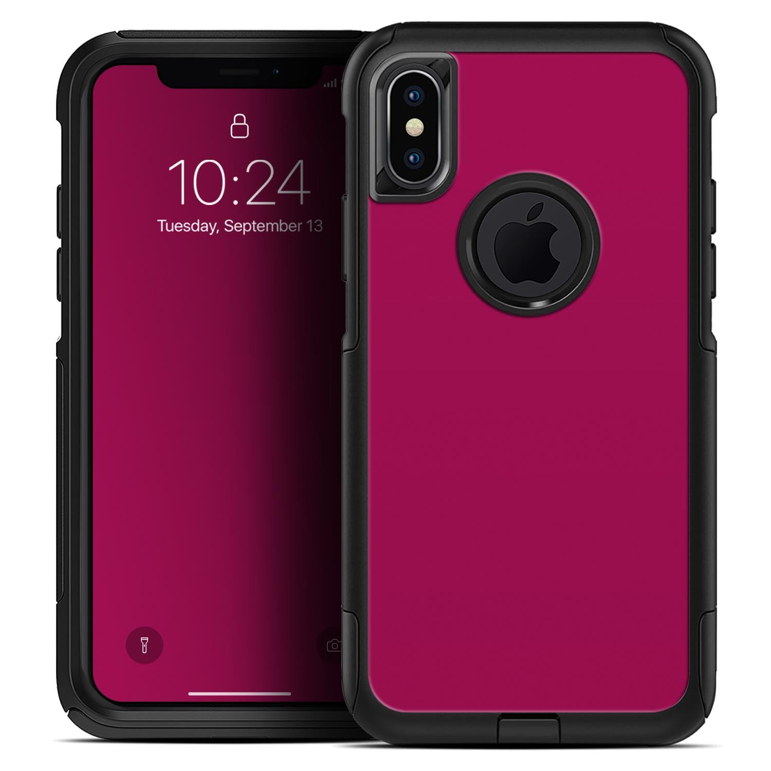 Solid Dark Pink V2 Skin Kit for iPhone OtterBox Cases, showcasing its vibrant color and sleek design.