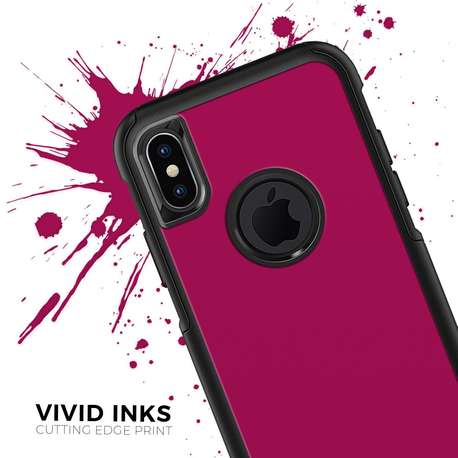 Solid Dark Pink V2 Skin Kit for iPhone OtterBox Cases, showcasing its vibrant color and sleek design.