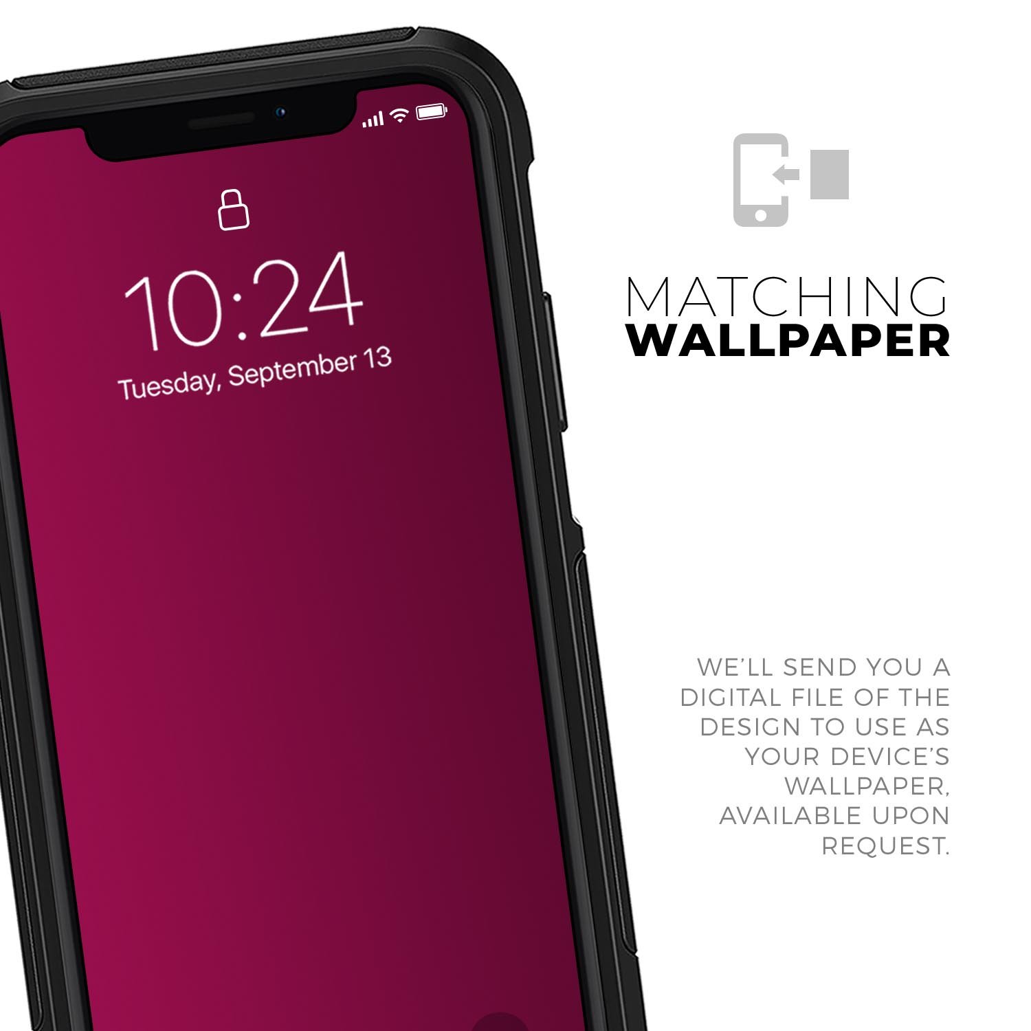 Solid Dark Pink V2 Skin Kit for iPhone OtterBox Cases, showcasing its vibrant color and sleek design.