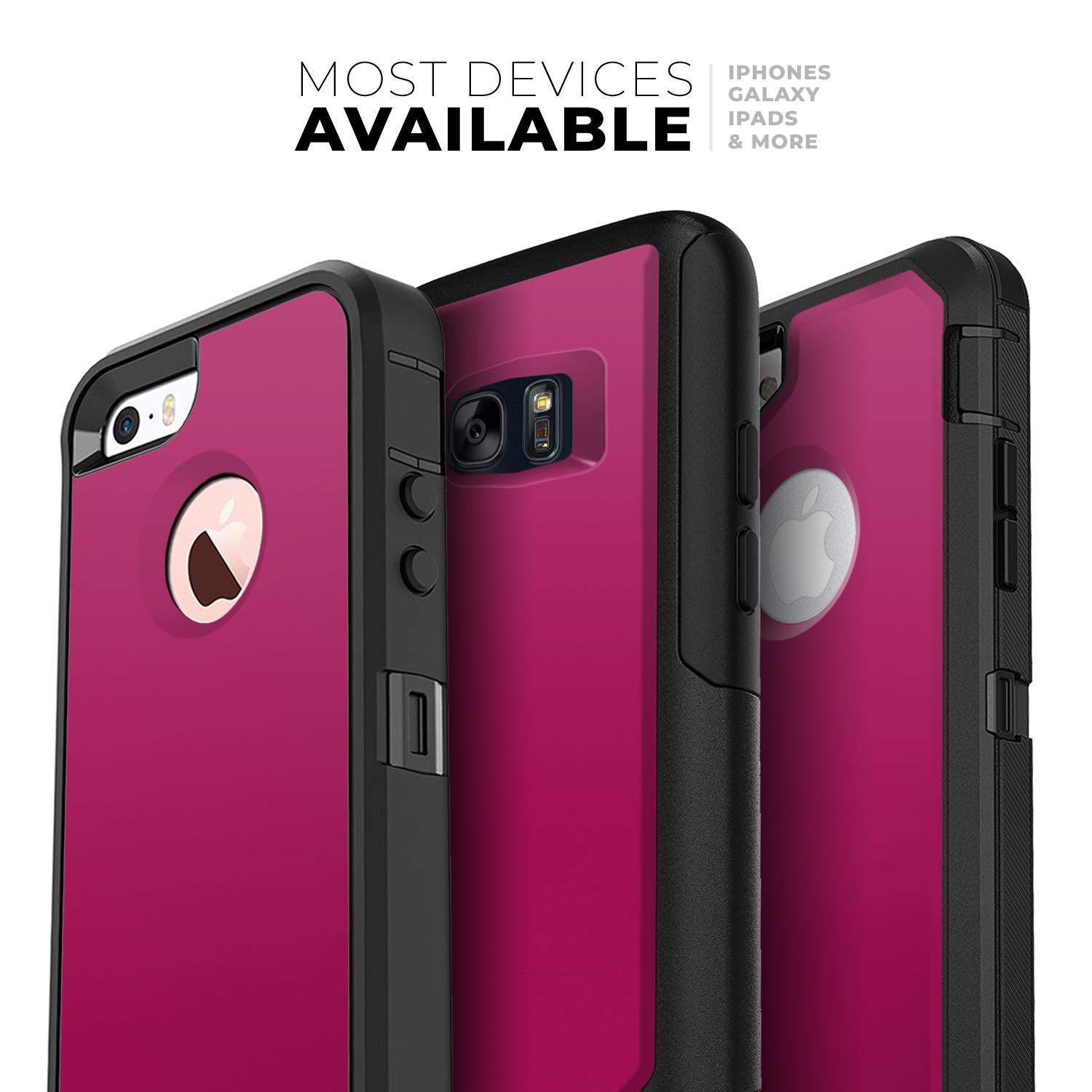 Solid Dark Pink V2 Skin Kit for iPhone OtterBox Cases, showcasing its vibrant color and sleek design.