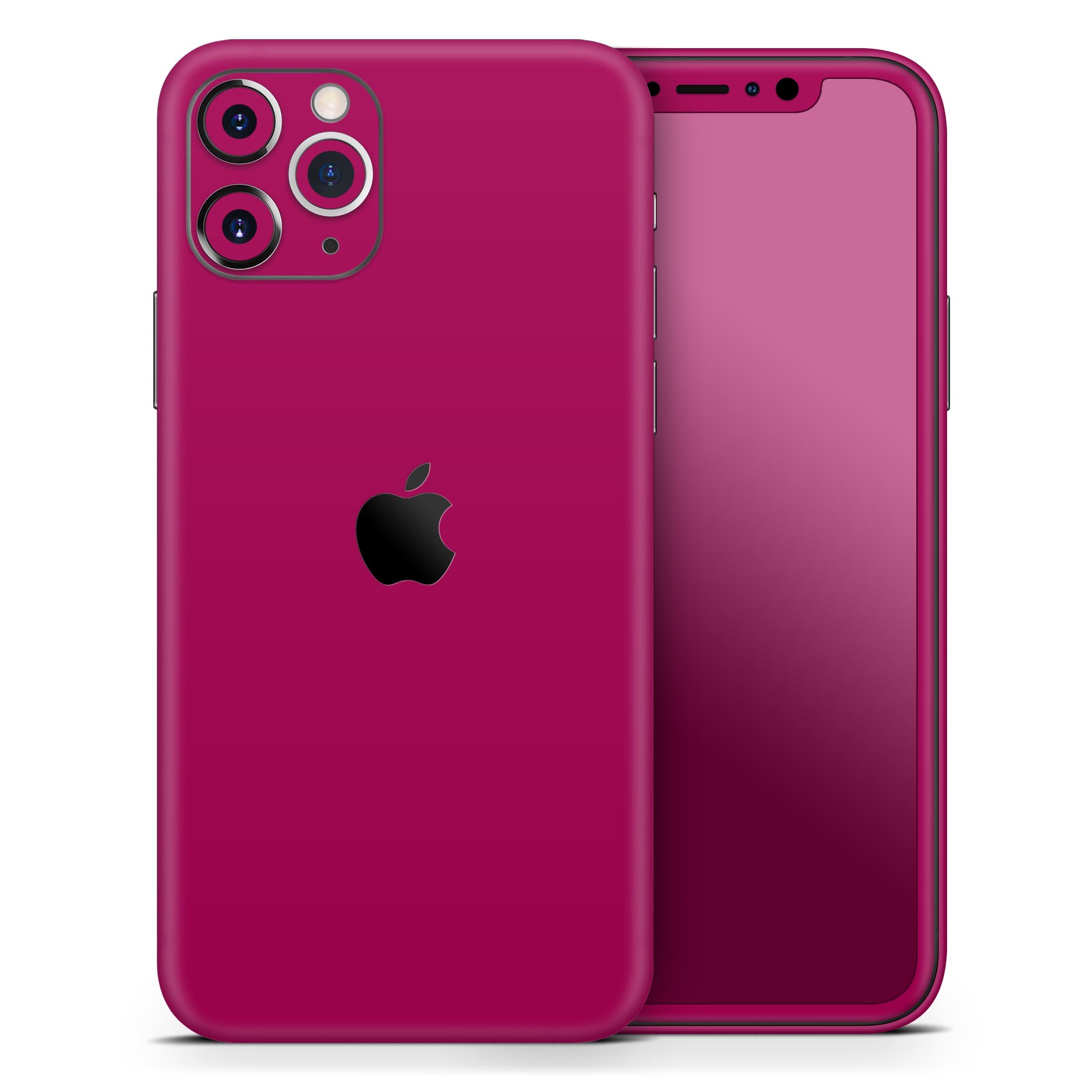 Solid Dark Pink V2 Skin-Kit for Apple iPhone 14, showcasing a sleek design and premium vinyl material.