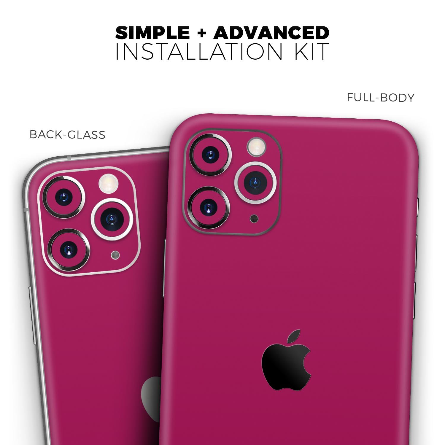 Solid Dark Pink V2 Skin-Kit for Apple iPhone 14, showcasing a sleek design and premium vinyl material.